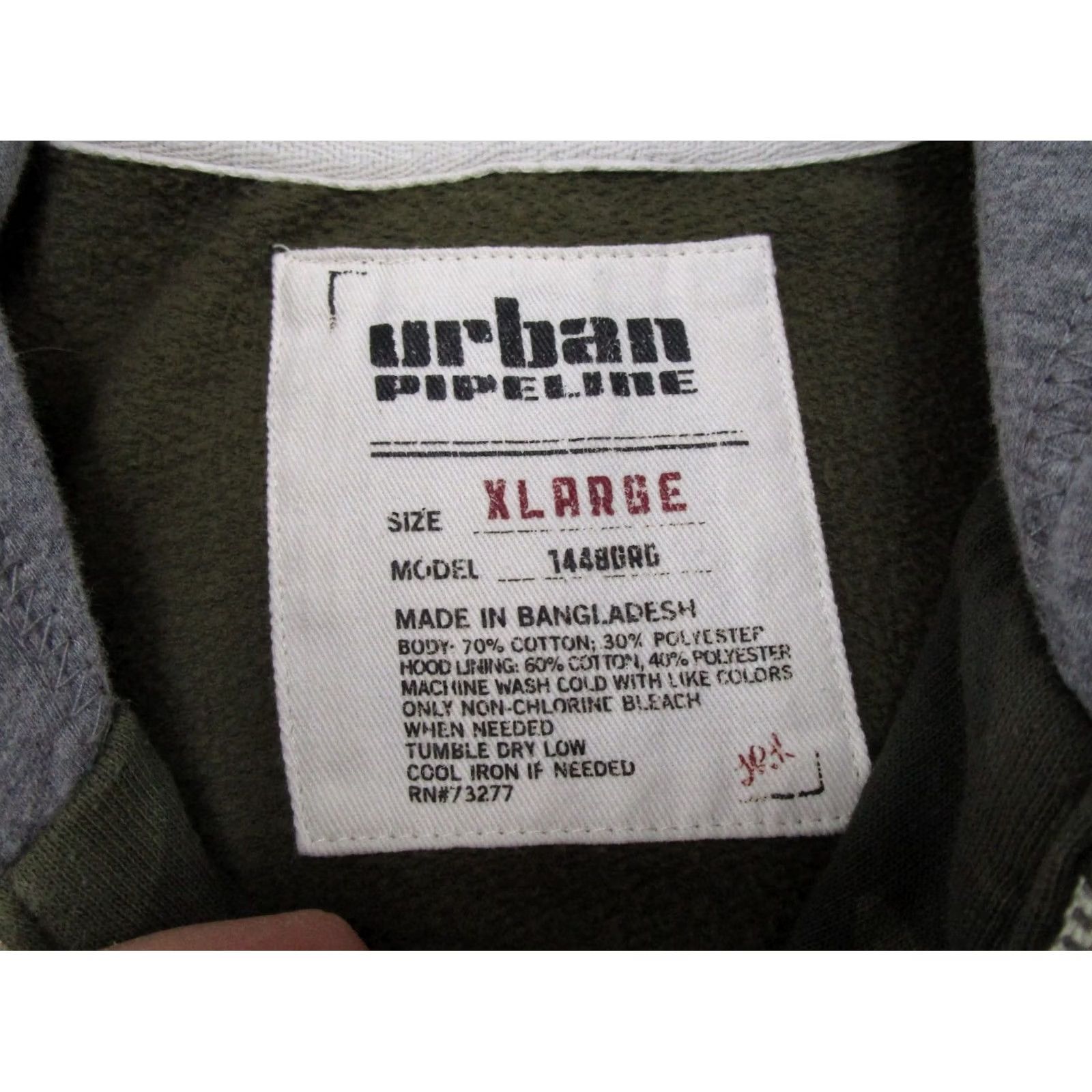 Vintage VTG Urban Pipeline Hoodie Mens XL Green Army Sports All Seasons Hooded Pullover Sweatshirt Size US XL / EU 56 / 4 - 2 Thumbnail