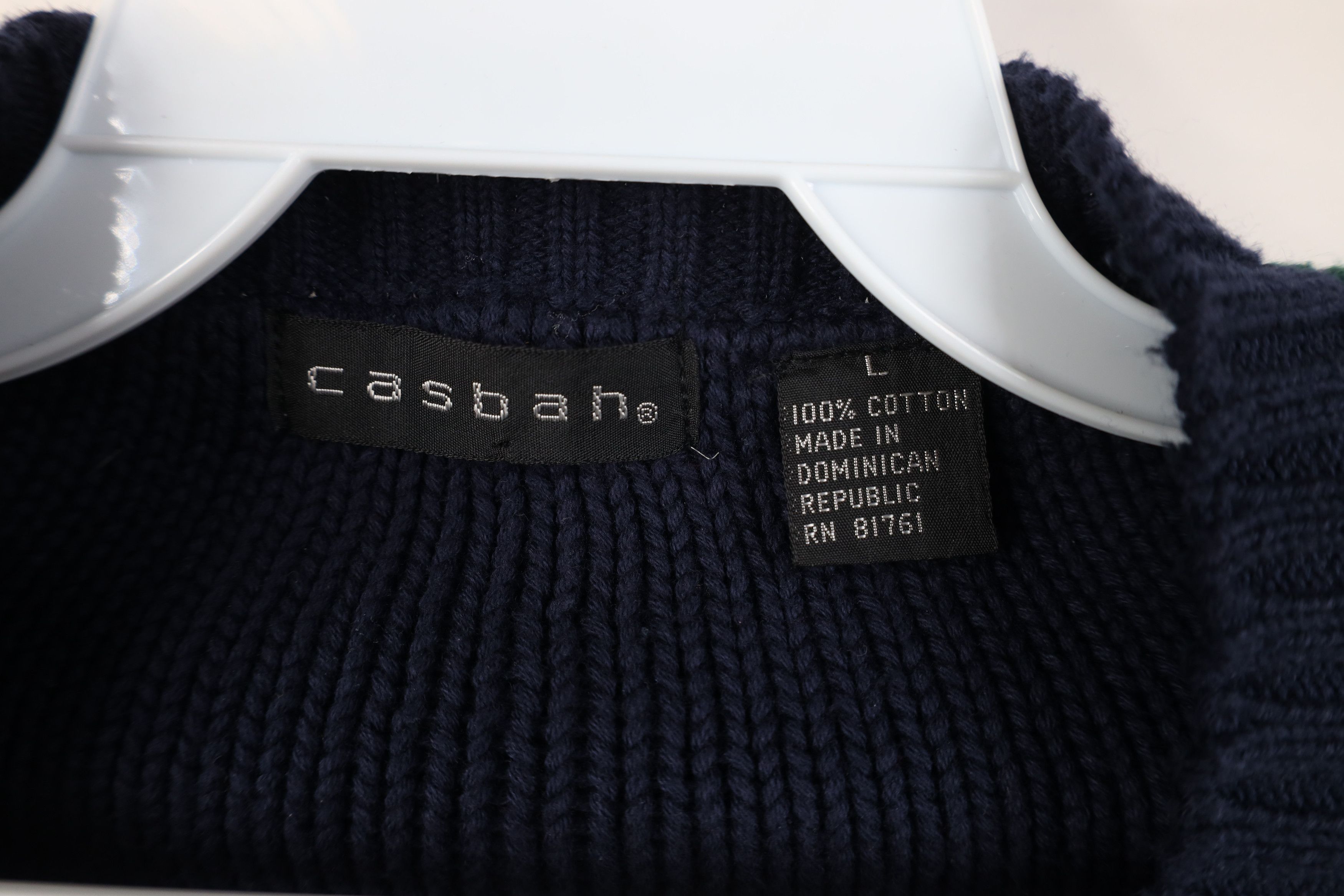Vintage Vintage 90s Dapper Heavy Chunky Cable Knit V-Neck Sweater Size US L / EU 52-54 / 3 - 4 Thumbnail