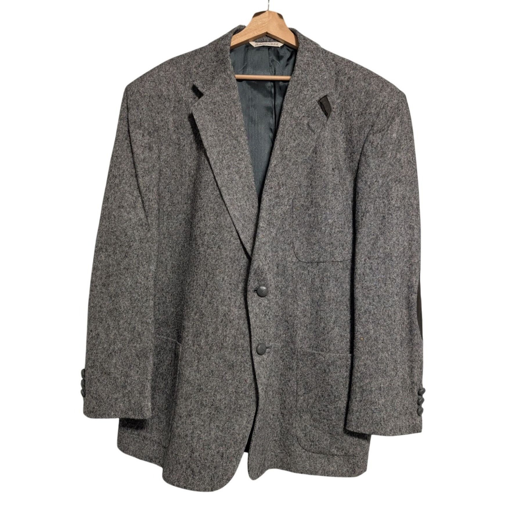 Stafford Vintage Stafford Wool Gray Blazer Elbow Patches Men Size 50R Size 50R - 1 Thumbnail