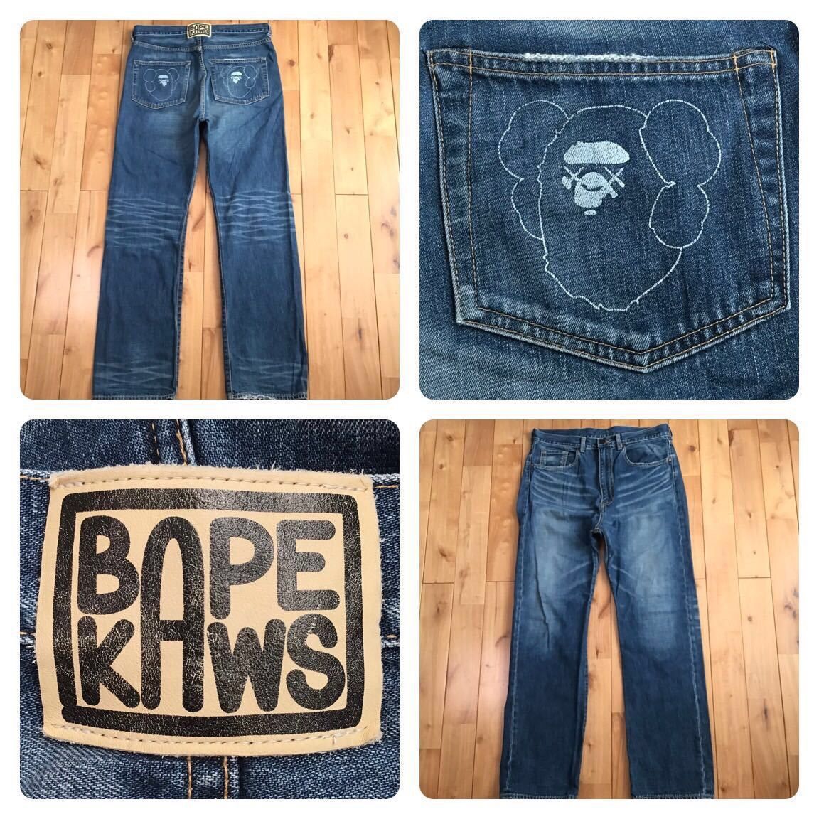 image of Bape × Kaws Denim Pants Indigo A Bathing Ape Nigo ★Size M, Men's (Size 32)