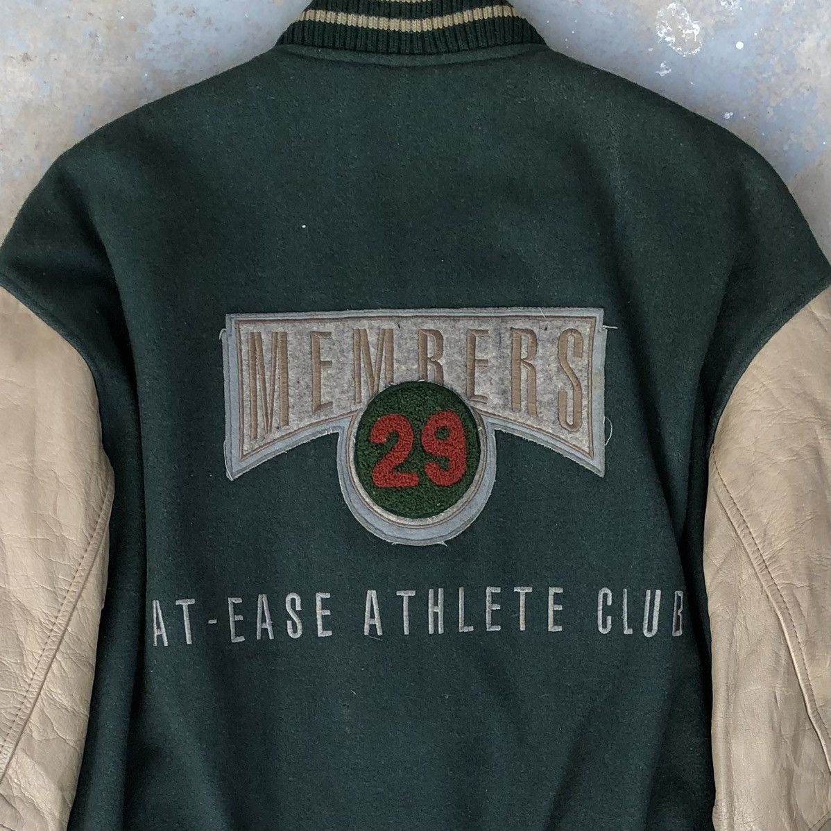 Japanese Brand Vintage at-ease Letterman Wool Leather Varsity Bomber Jacket Size US M / EU 48-50 / 2 - 3 Thumbnail