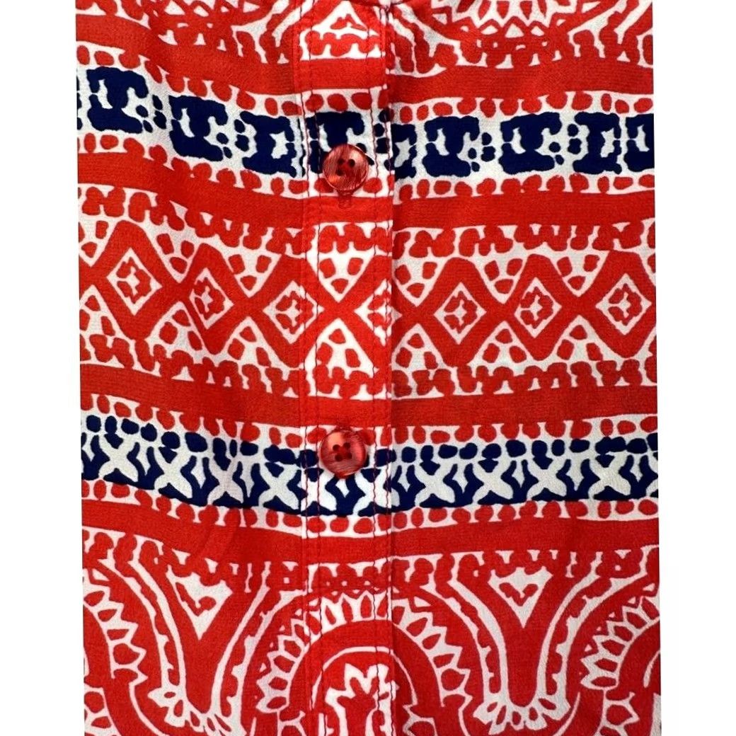 Vineyard Vines Vineyard Vines Dress Womens 2 Red Geometric Sleeveless Silk Blend Shift Ladies Size XS / US 0-2 / IT 36-38 - 4 Thumbnail