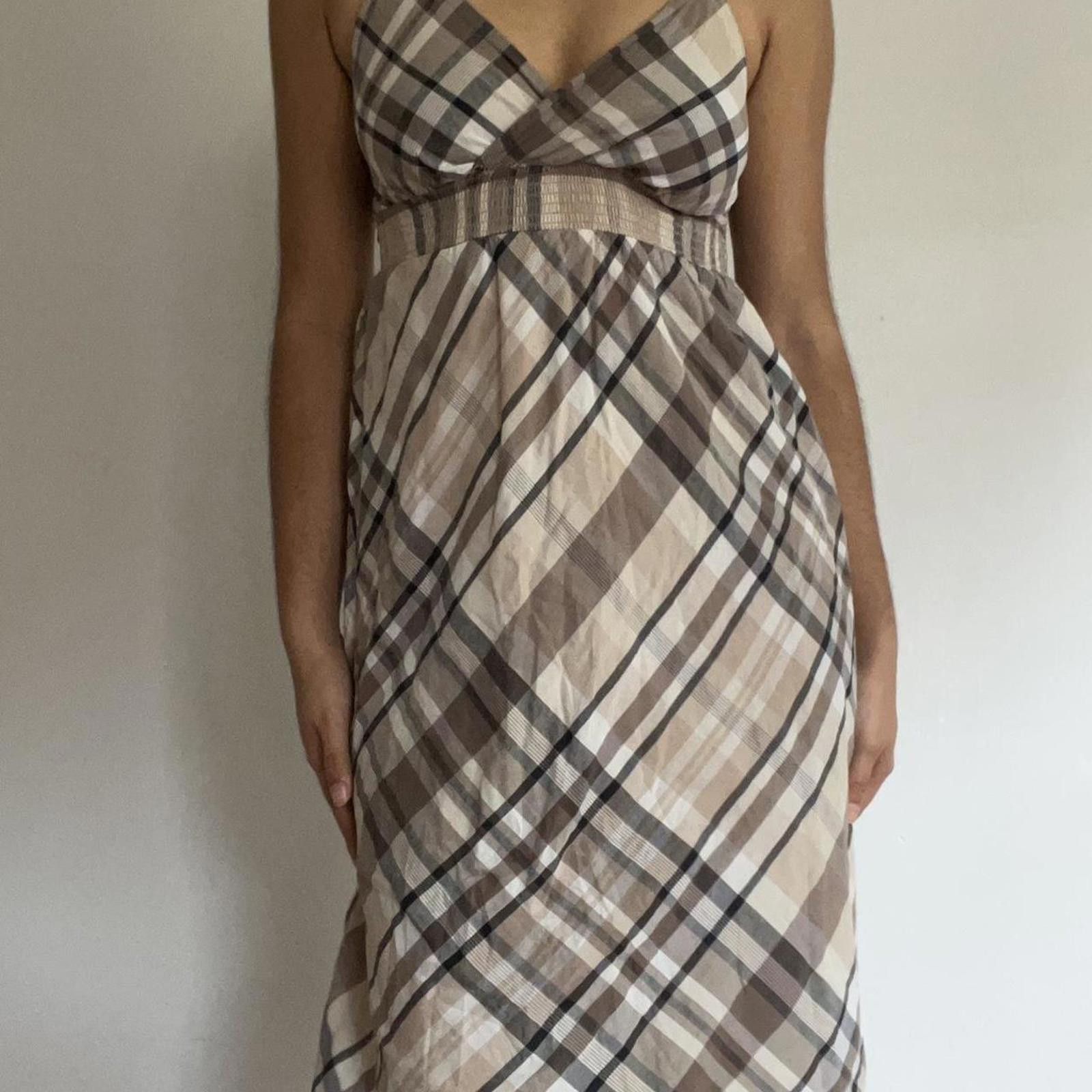 Other Tan and brown plaid midi dress with adjustable straps Size S / US 4 / IT 40 - 2 Thumbnail