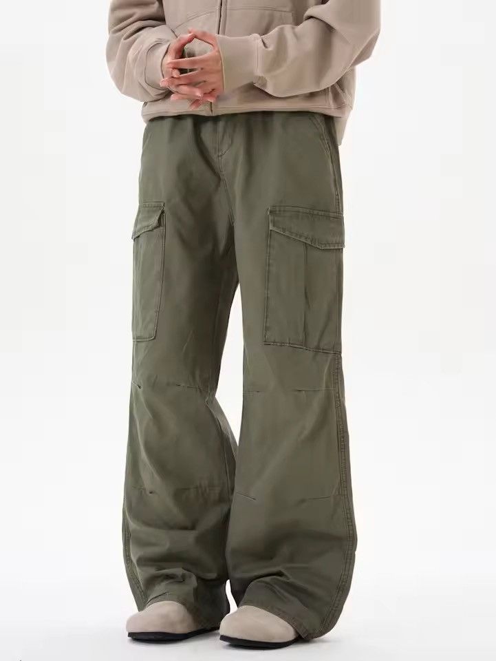Japanese Brand Wide-Leg Cargo Pants in Green Size US 32 / EU 48 - 6 Thumbnail