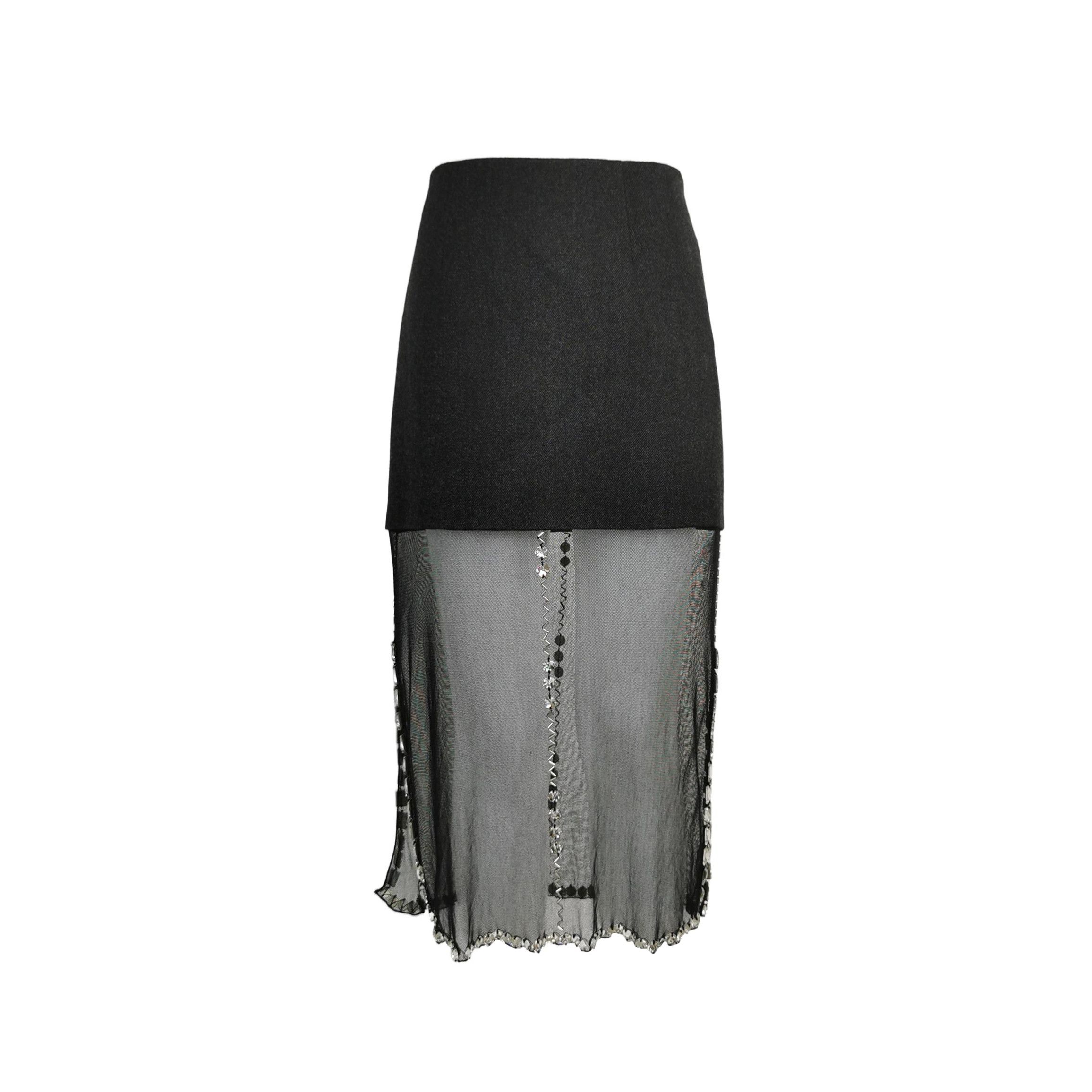 Prada Prada Cotton Beaded Maxi Skirt in Black - dmc Size 38" / US 16 / IT 52 - 1 Thumbnail