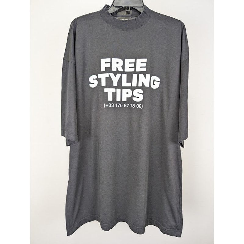 Balenciaga o1rshd1 Large Fit T-Shirt in Washed Black/White Size US S / EU 44-46 / 1 - 2 Thumbnail