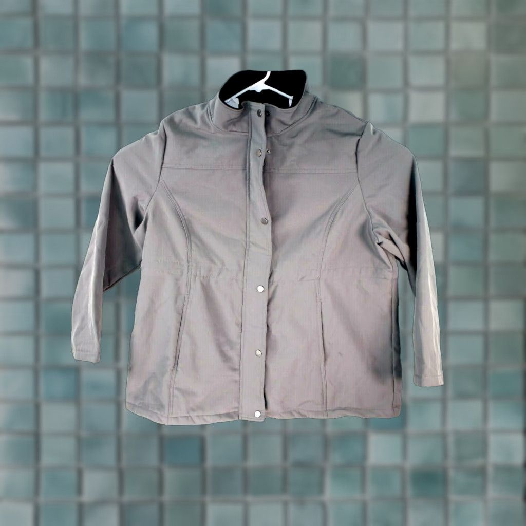 Vintage Big Chill Women's Plus Size Anorak Jacket 3XL Charcoal Gray Cotton Blend Zip Tall Collar Jacket, Plus Size Size XXL / US 16-18 / IT 52-54 - 1 Thumbnail