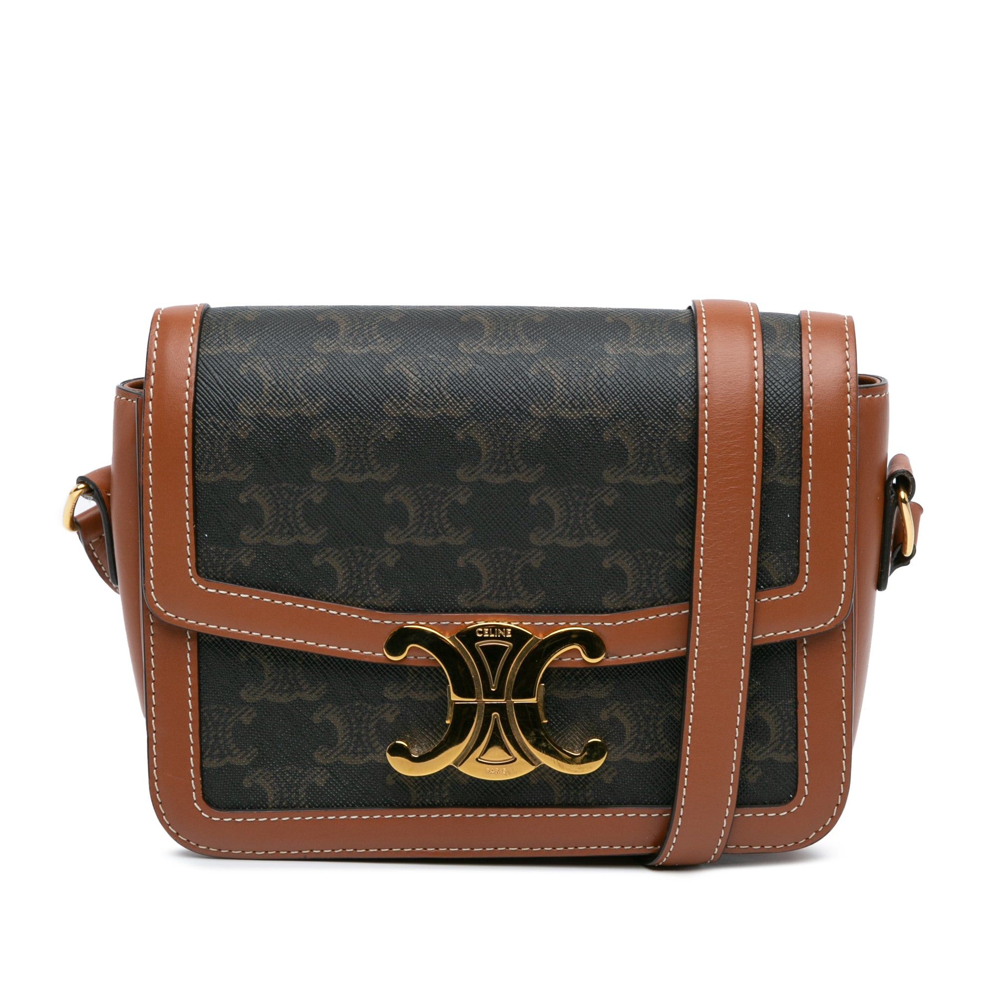Celine Celine Teen Coated Canvas Triomphe Crossbody Brown Size ONE SIZE - 1 Thumbnail