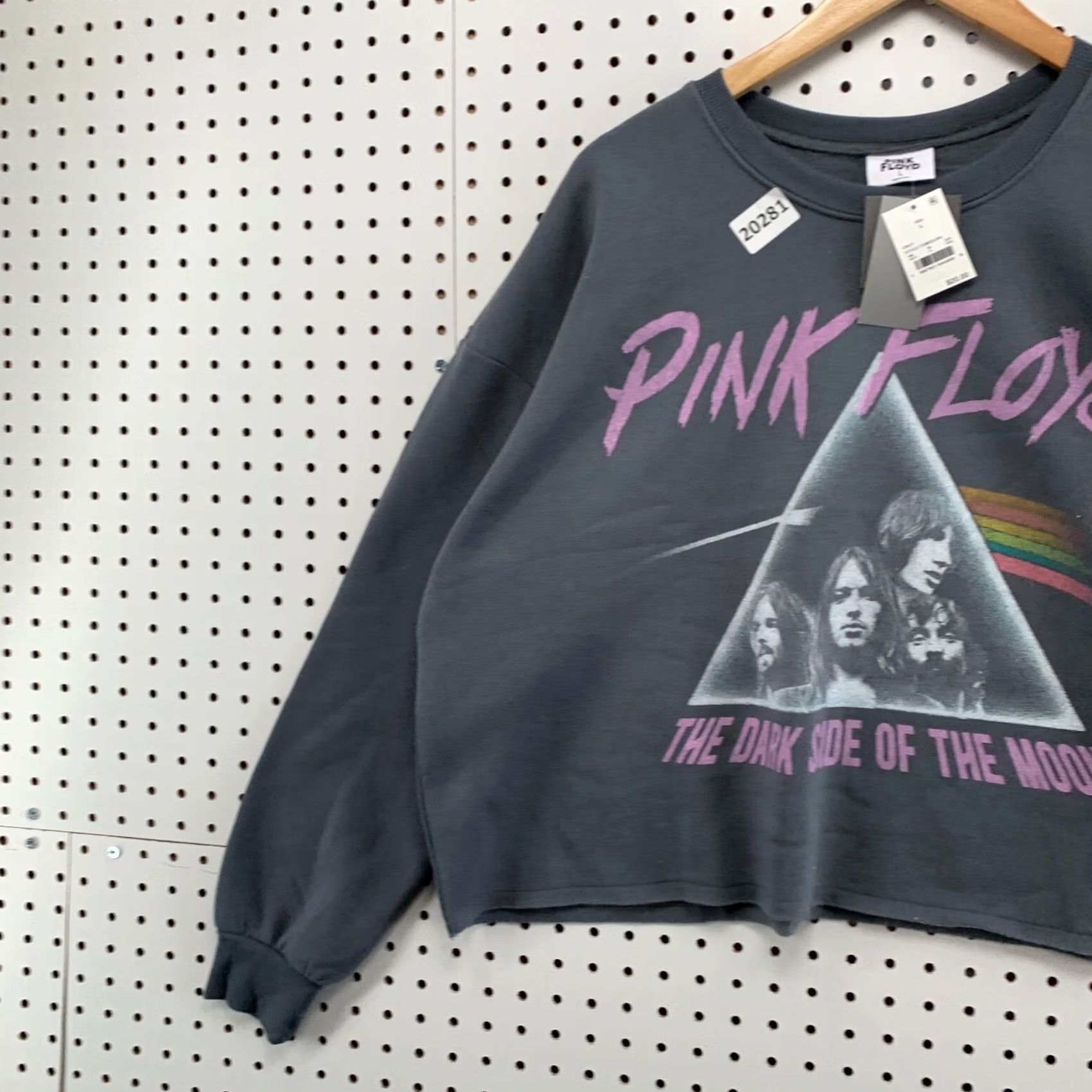 Vintage Pink Floyd Sweatshirt Gray Crew Neck Pullover Womens L 7x22.5 NWT Cropped NEW Size L / US 10 / IT 46 - 3 Thumbnail