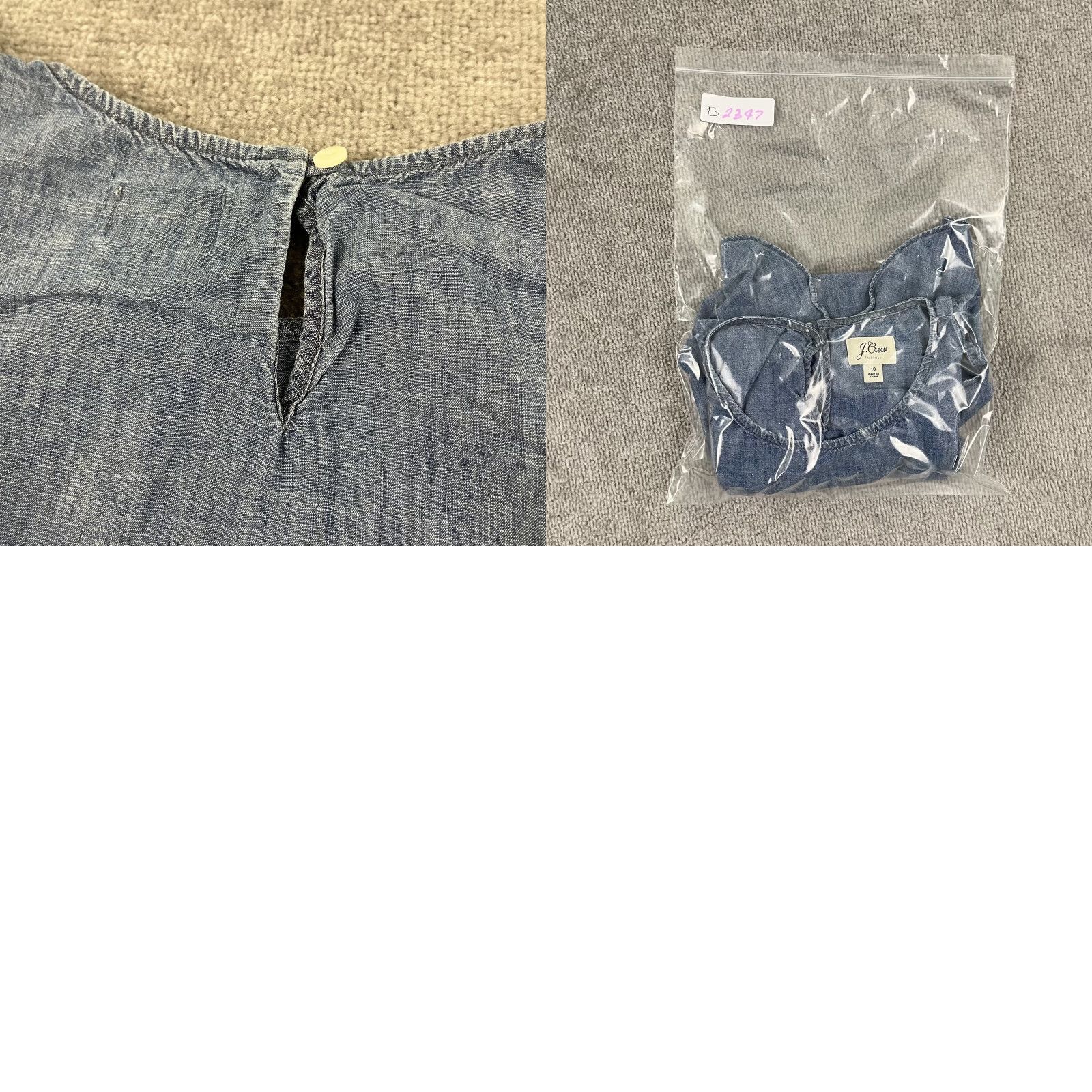 J.Crew VINTAGE J.CREW Blouse Top Womens Size 10 Chambray Casual Short Sleeve Crew Neck Shirt Size L / US 10 / IT 46 - 8 Thumbnail