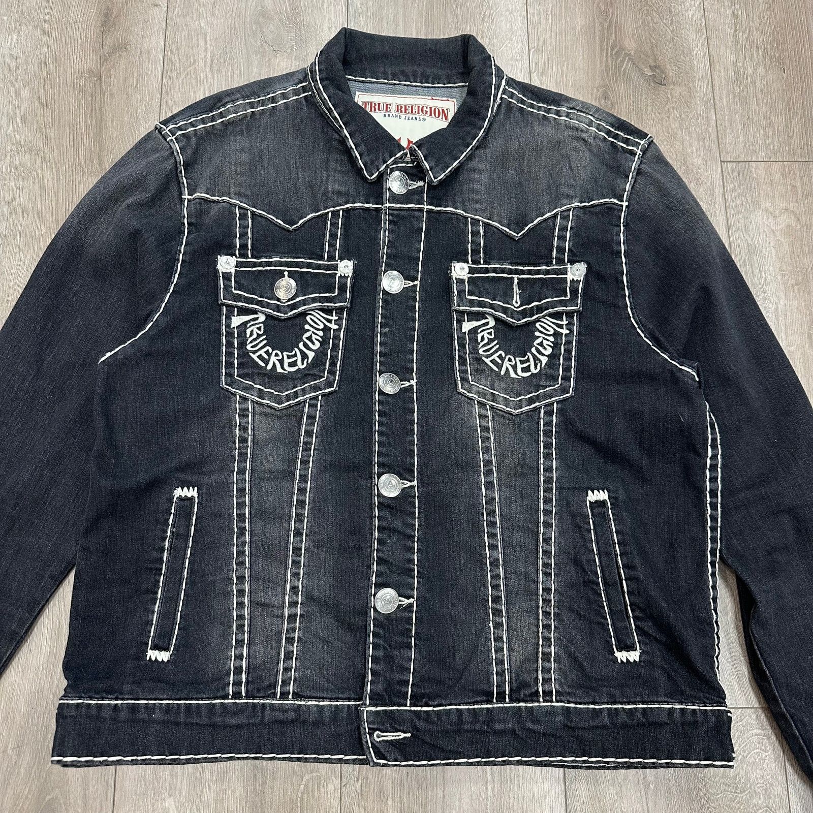 True Religion True Religion Jimmy contrast-stitch denim jacket washed XXL Size US XXL / EU 58 / 5 - 2 Thumbnail