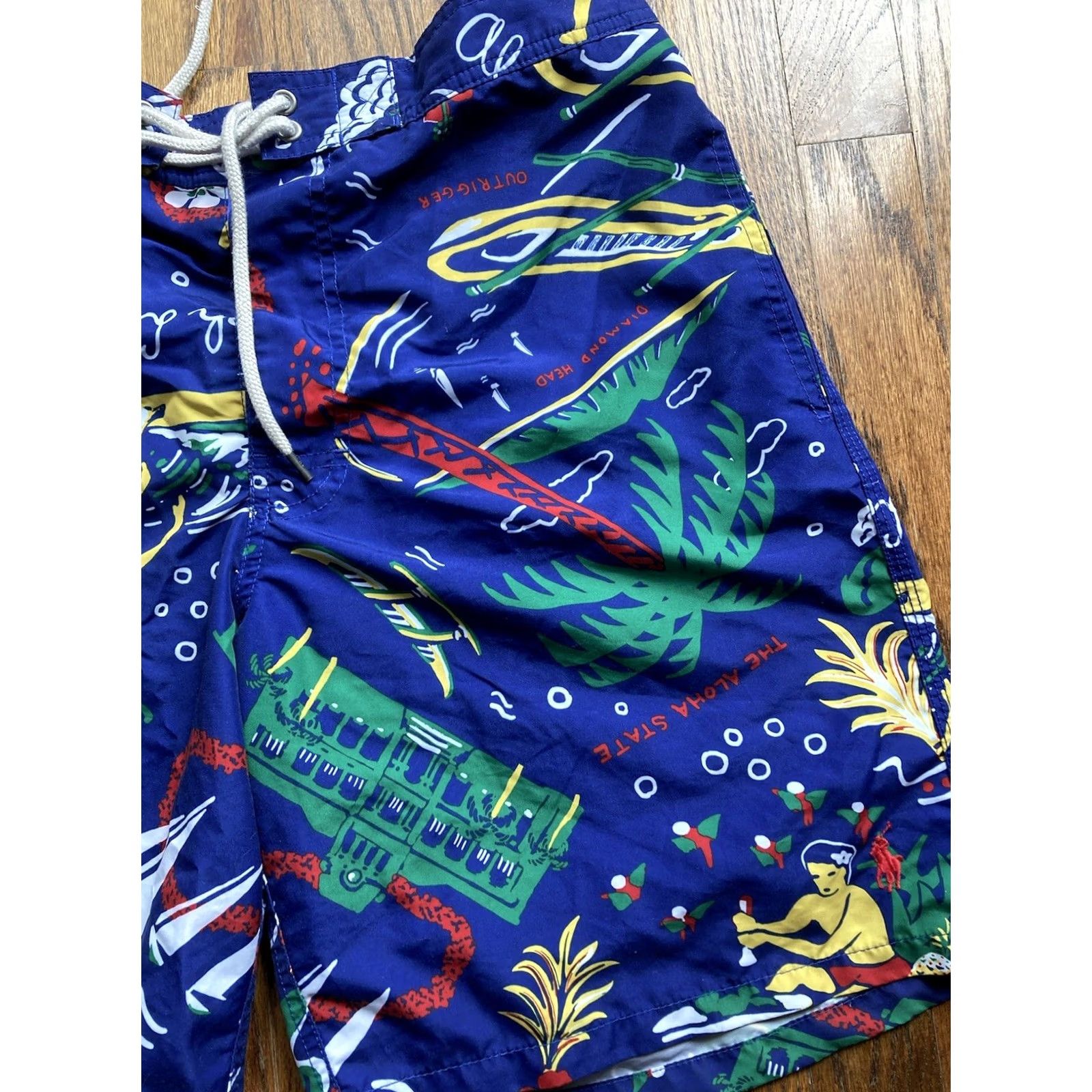 Polo Ralph Lauren Polo Ralph Lauren Mens Large Hawaiian Aloha Swim Trunks Blue Lined Tropical Size US L / EU 52-54 / 3 - 3 Thumbnail
