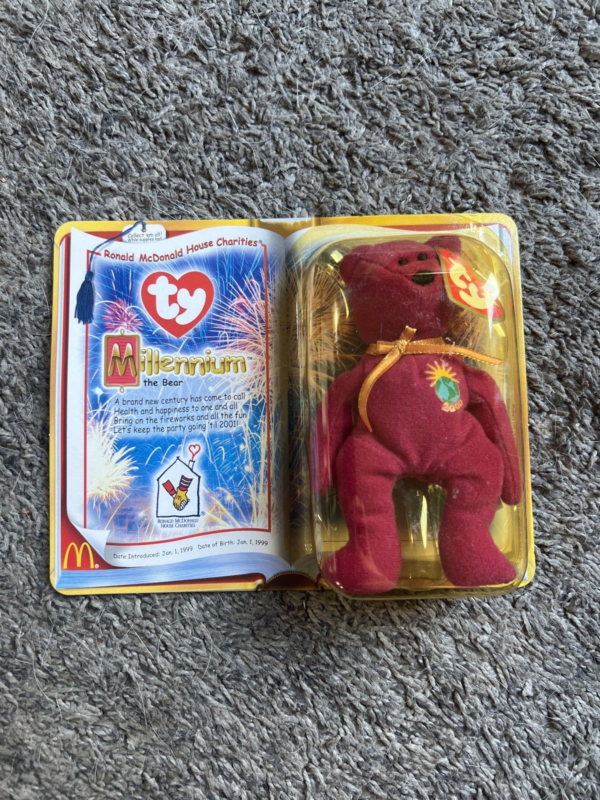 Vintage 2000 McDonald’s Ty Millennium The Bear Teenie Beanie Baby Size ONE SIZE - 1 Thumbnail