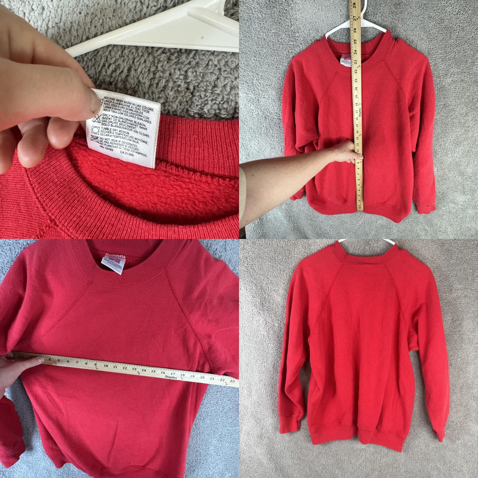 Hanes Hanes Her Way Sweatshirt Womens Large Red Raglan Crewneck Pullover USA Size L / US 10 / IT 46 - 8 Thumbnail