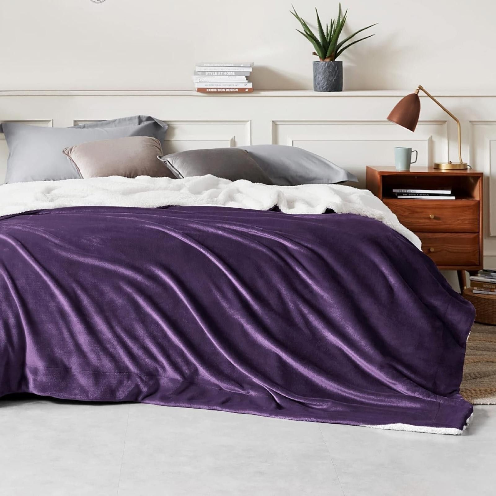 Other Blanket for King Size Bed Purple Soft Sherpa Throw NEW Size ONE SIZE - 2 Thumbnail