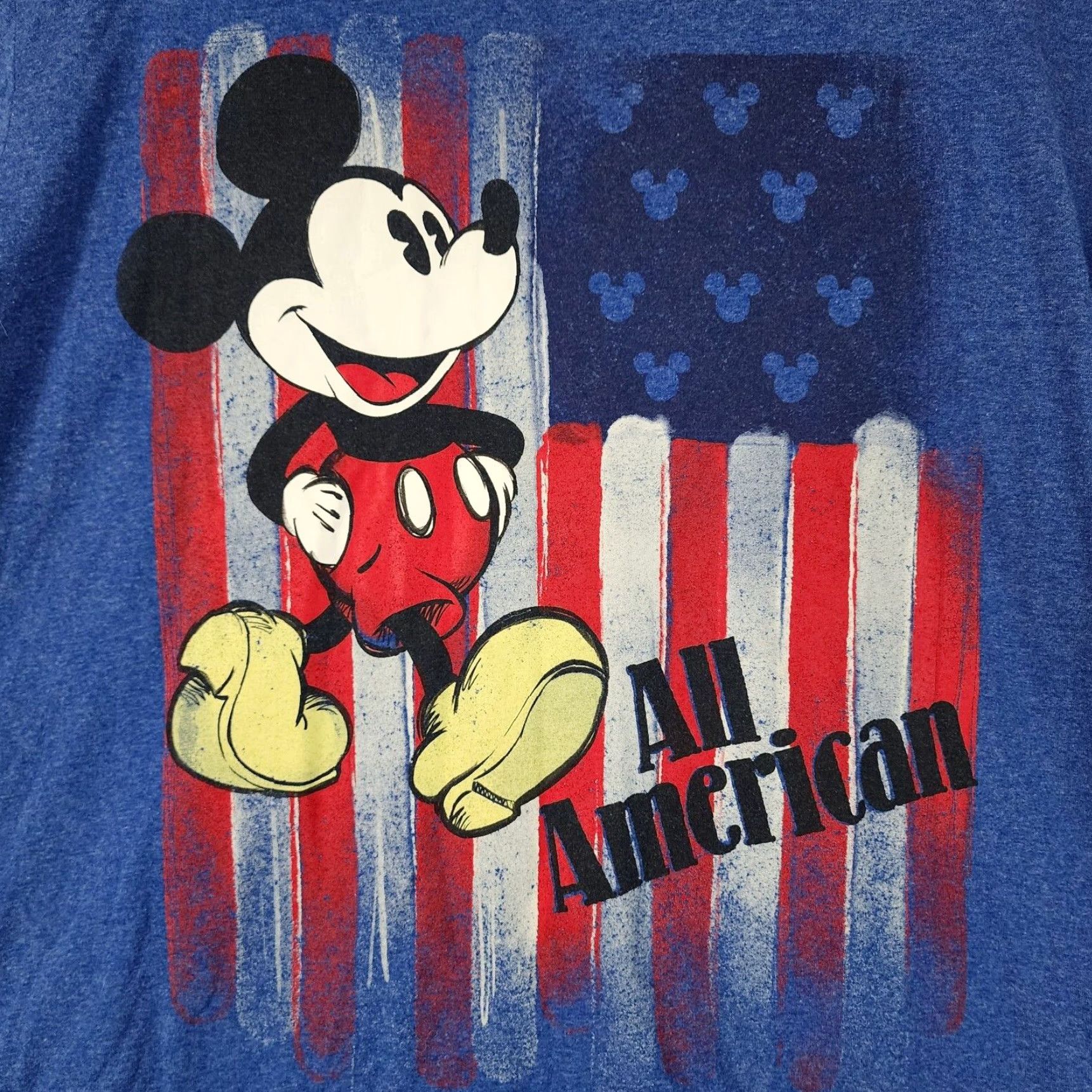 Disney VINTAGE Disney Shirt Mens All American Mickey Mouse Graphic Tee 2XL Blue Short Sleeve Mens Size US 39 - 2 Thumbnail