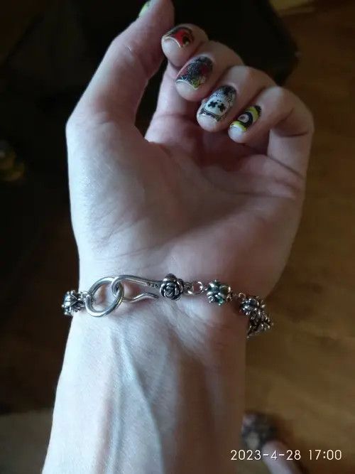 Jewelry × Sterling Silver Multicolor Flower Chain Bracelet Size ONE SIZE - 3 Thumbnail