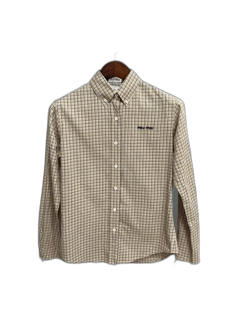 Miu Miu miumiu checkered long sleeve shirt Size US S / EU 44-46 / 1 - 1 Thumbnail