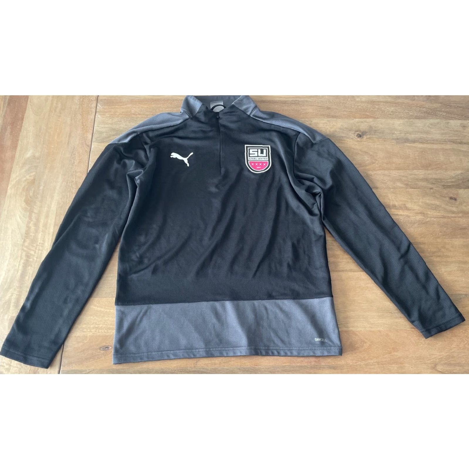 Puma Puma X Steel United 1/4 Zip Soccer Warm Up Jacket Mens M Black Athletic Sweatshirt Jacket Size US M / EU 48-50 / 2 - 2 Thumbnail