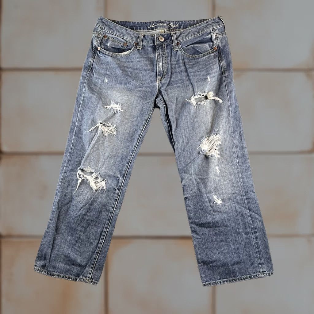 American Eagle Outfitters VINTAGE American Eagle Outfitters Jeans Boyfriend Distressed Blue 12R 34x25 Women Girls Boho Y2K Size 34" / US 12 / IT 48 - 1 Thumbnail