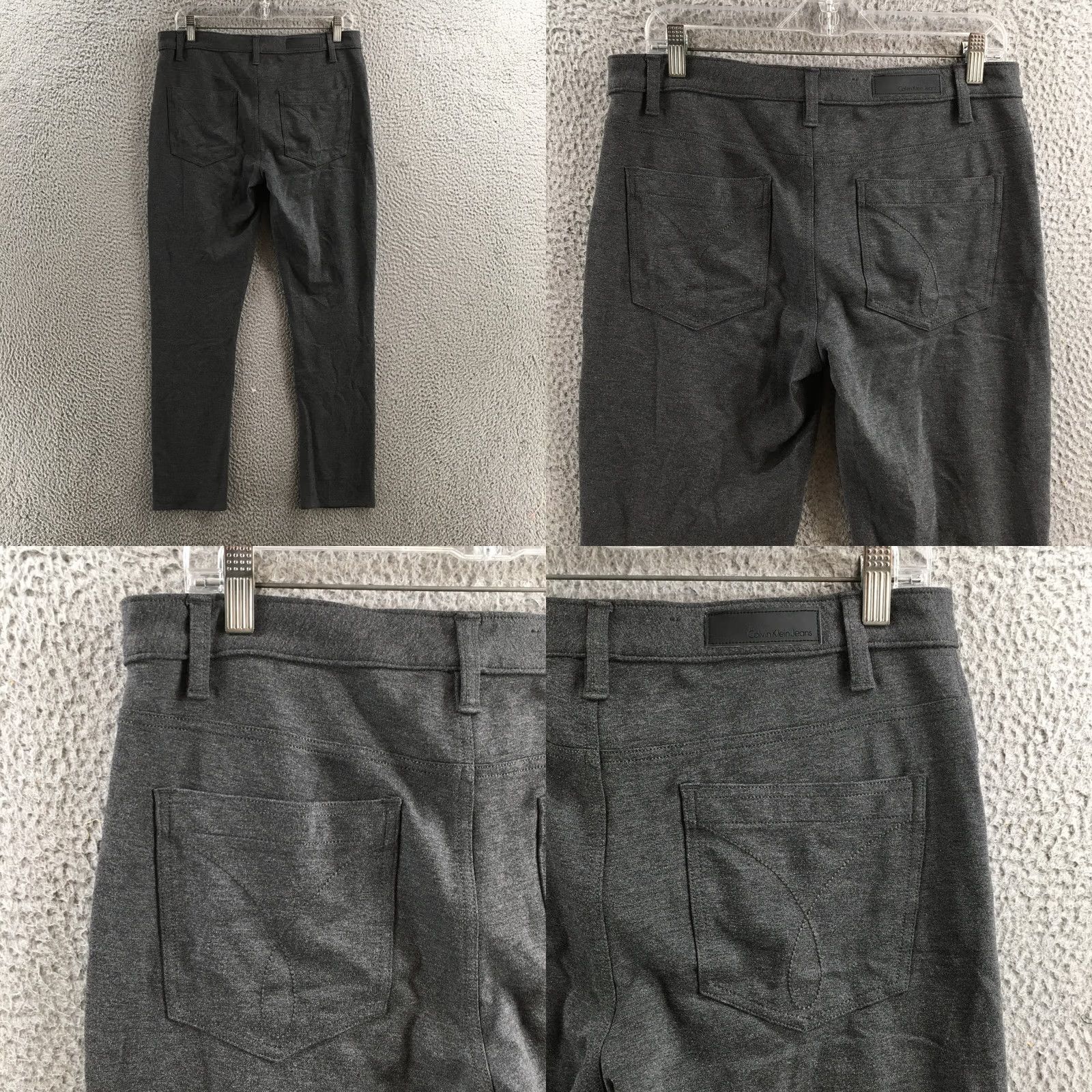 Calvin Klein Calvin Klein & Co Pants Womens Gray Size 12 Stretch Straight Leg Faux Pocket Zip Fly Size 34" / US 12 / IT 48 - 9 Thumbnail