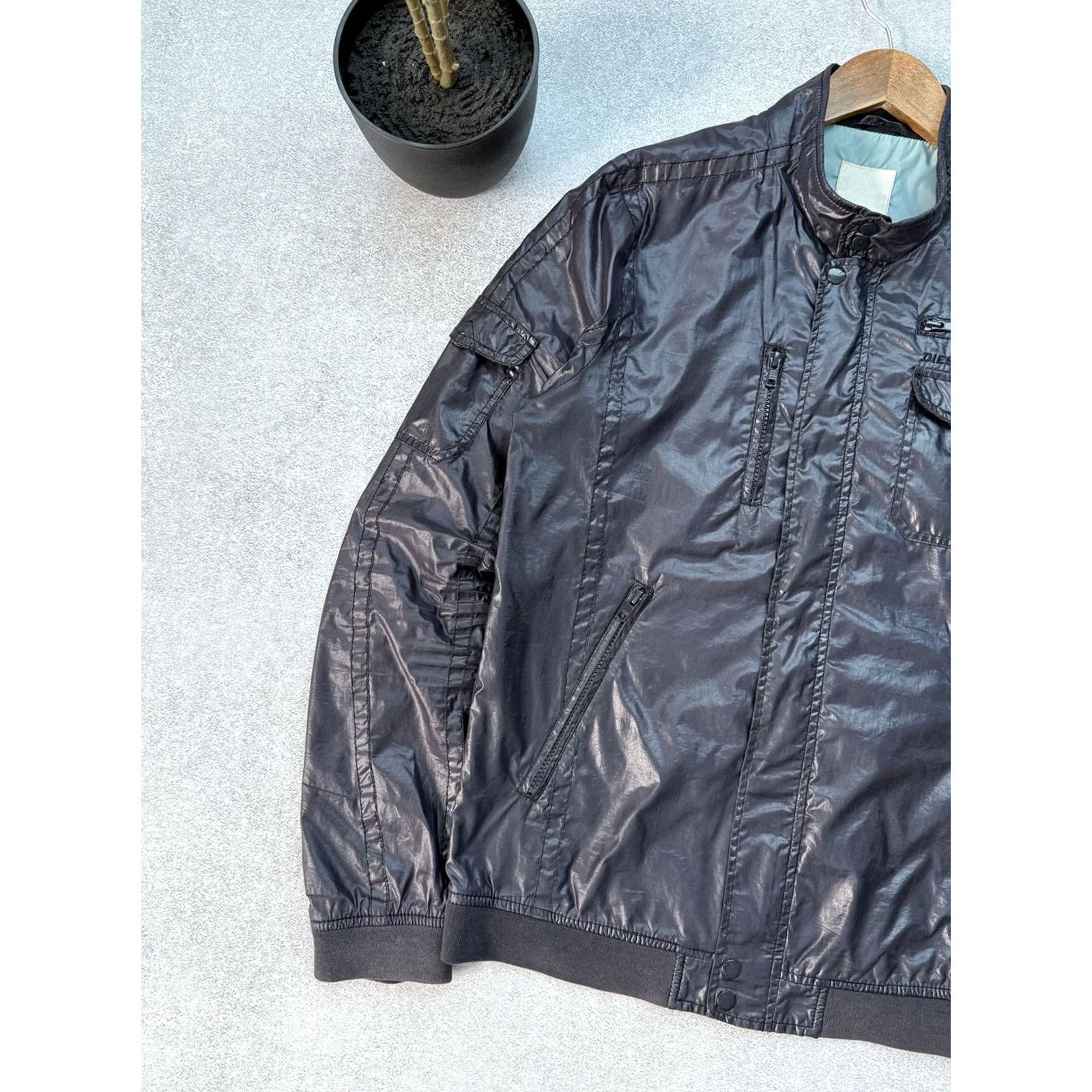 Diesel VINTAGE Diesel Bomber Jacket Navy Mens M Full Zip 90s Biker USA Nylon Jacket Size US M / EU 48-50 / 2 - 3 Thumbnail