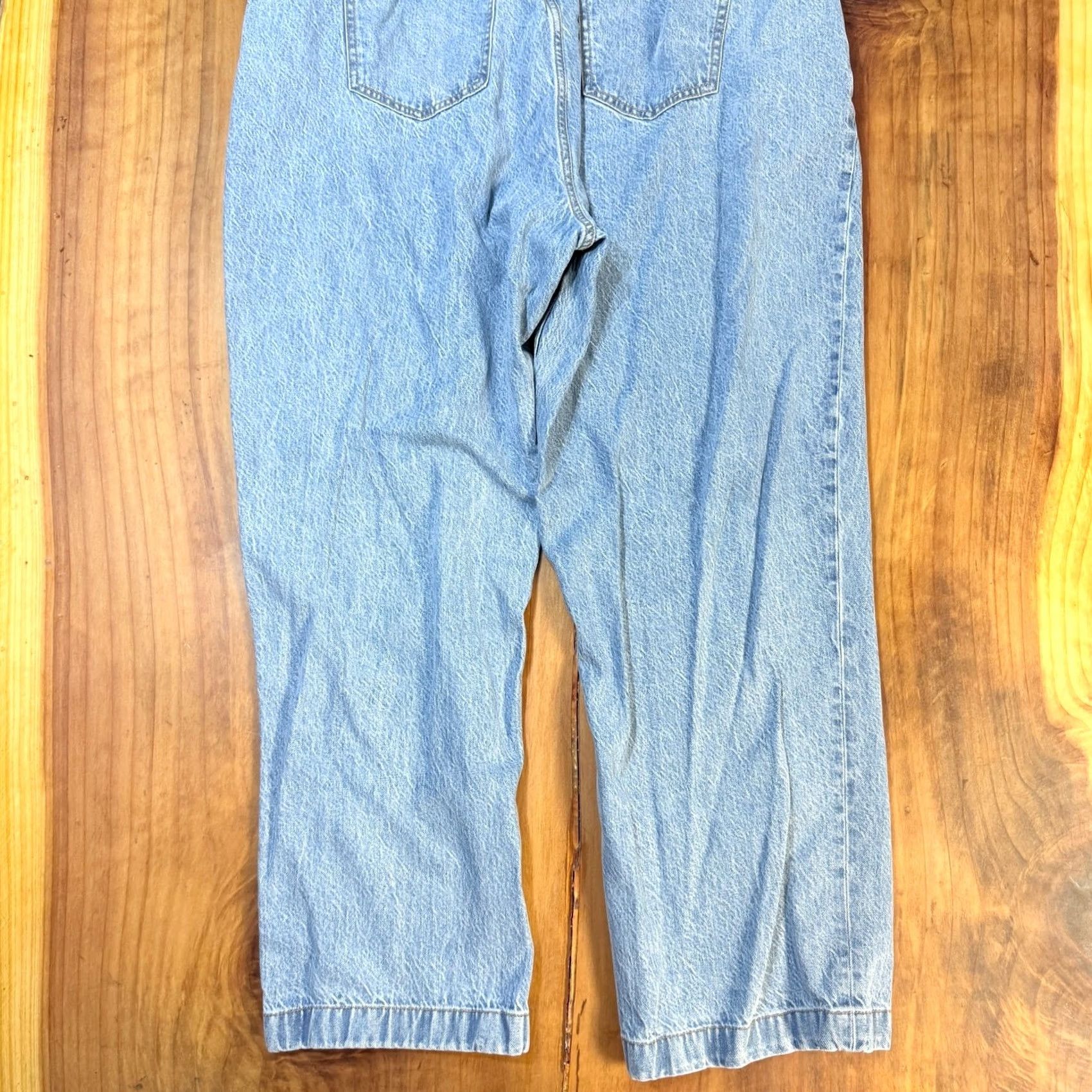 Vintage Abercrombie & Fitch Jumpsuit Women's XL Denim One-Piece Zip Straight Leg Tie Waist P15 Casual Bohemian Knit Cotton Blend Inseam 30" Size 40" / US 18 - 7 Thumbnail