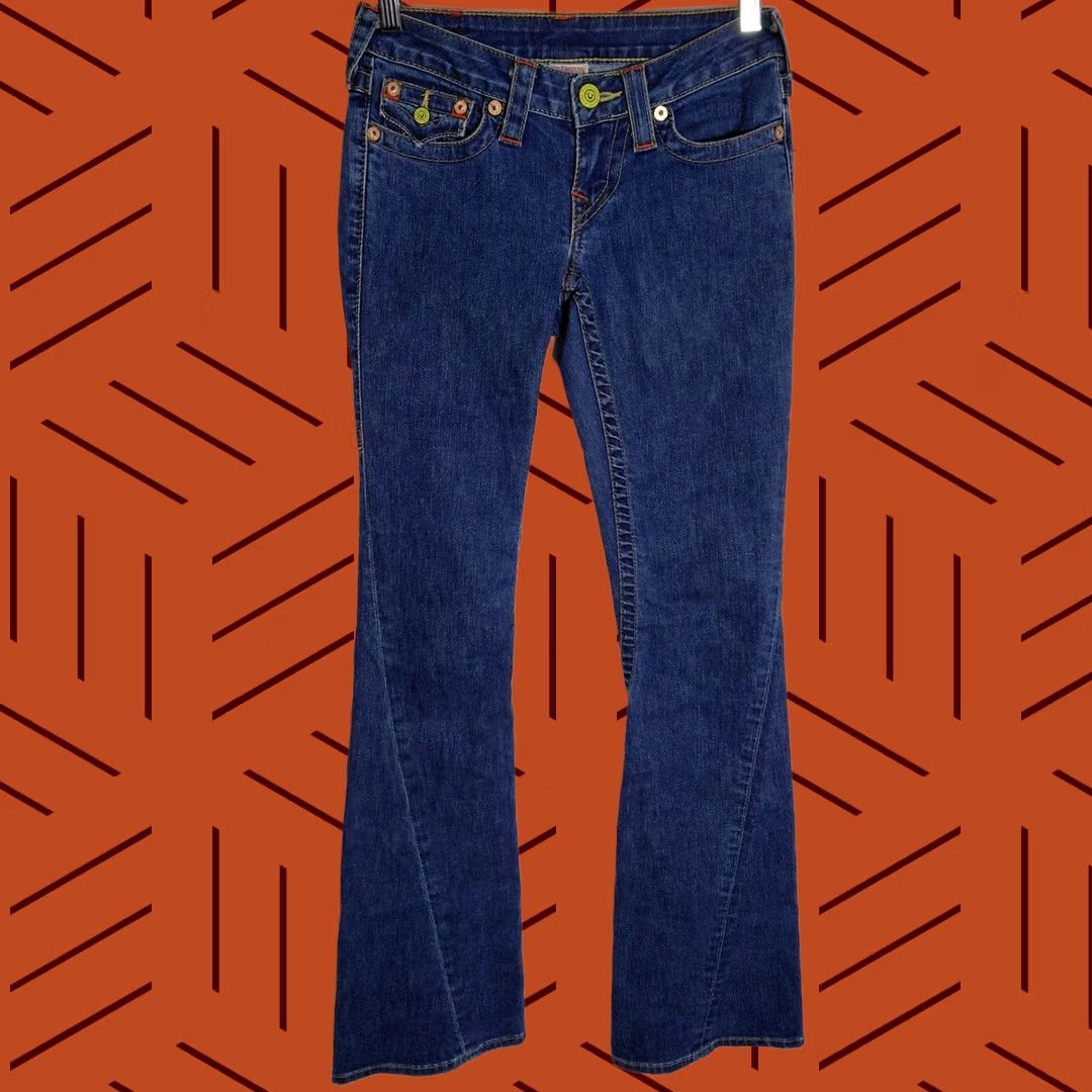 True Religion VINTAGE True Religion Jeans Denim Blue Solid Women Size 25 Jeans Bootcut Mid Rise Regular Stretch Button Logo 811 J Brand 811 Size 42" / US 20 - 1 Thumbnail