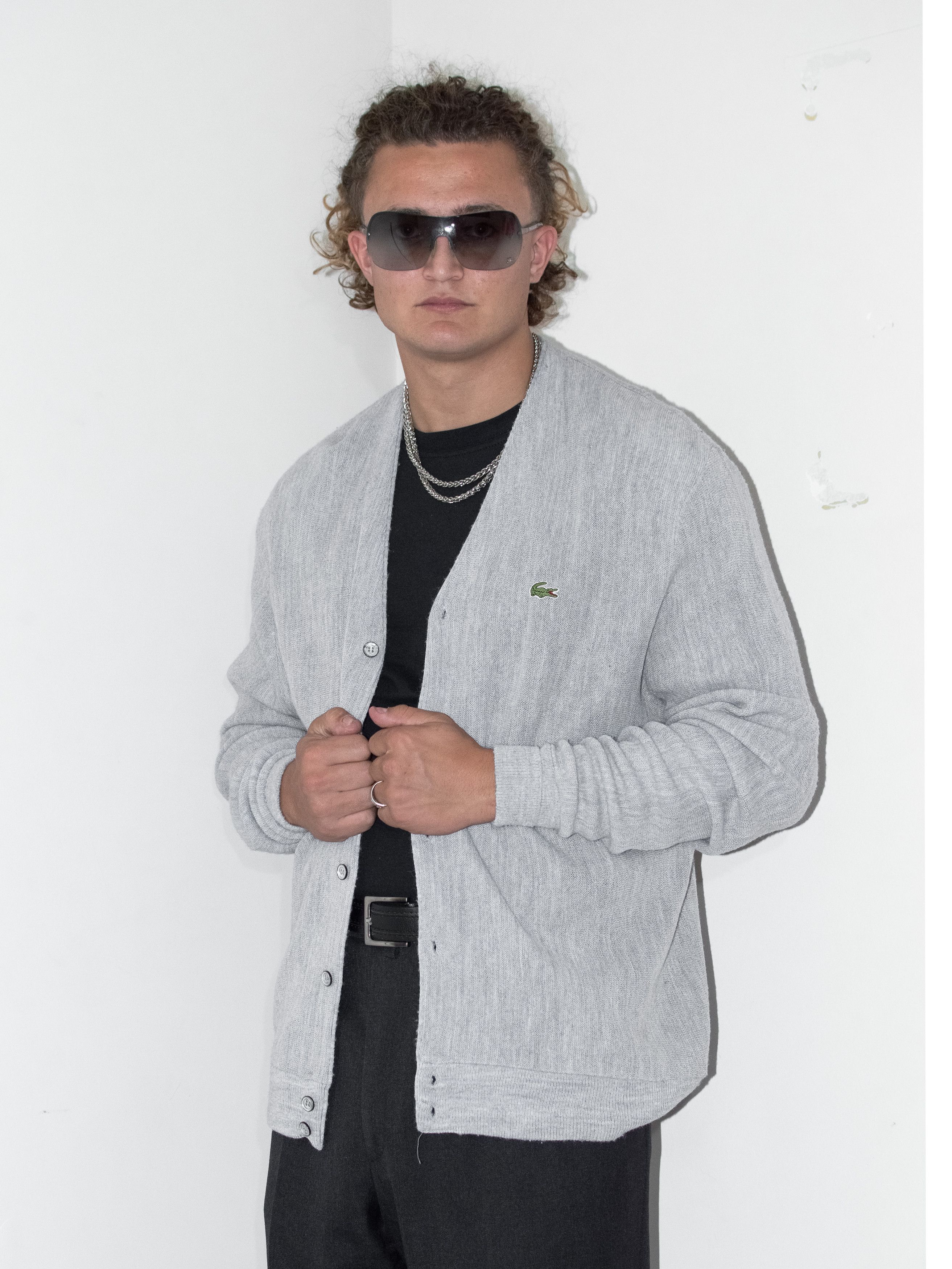 Izod × Lacoste × Vintage Vintage 90s Lacoste x Izod Grey Embroidery Cardigan Size US XL / EU 56 / 4 - 2 Thumbnail