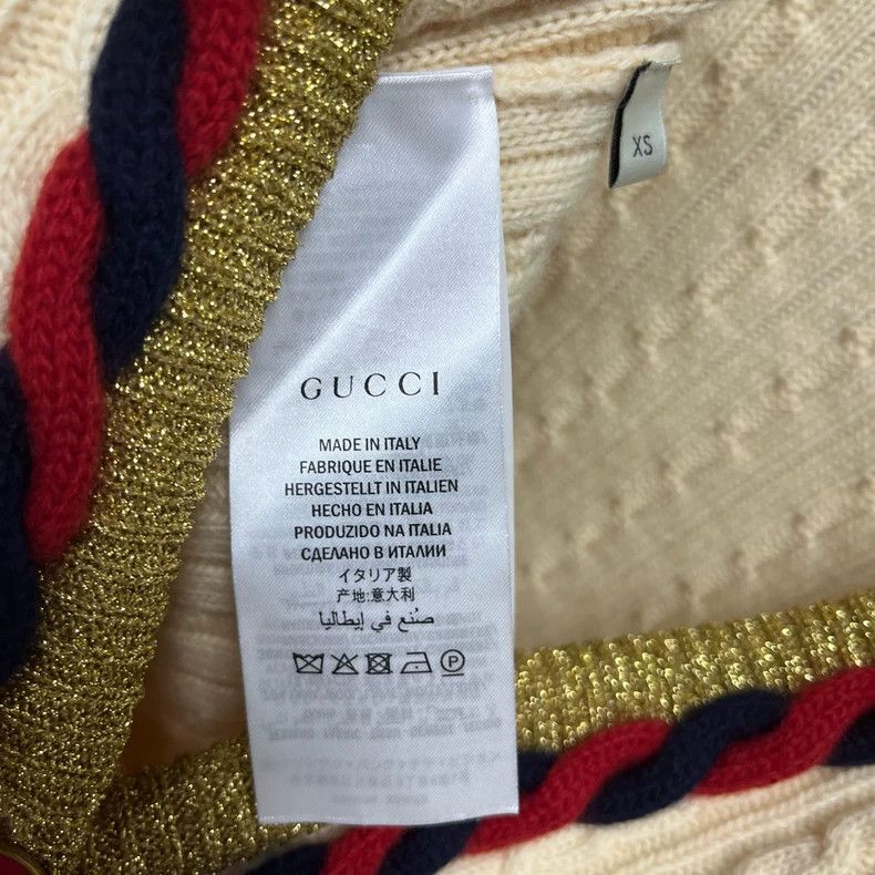 Gucci Gucci Cream white hemp trim cashmere wool long cardigan jac Size XS / US 0-2 / IT 36-38 - 4 Thumbnail