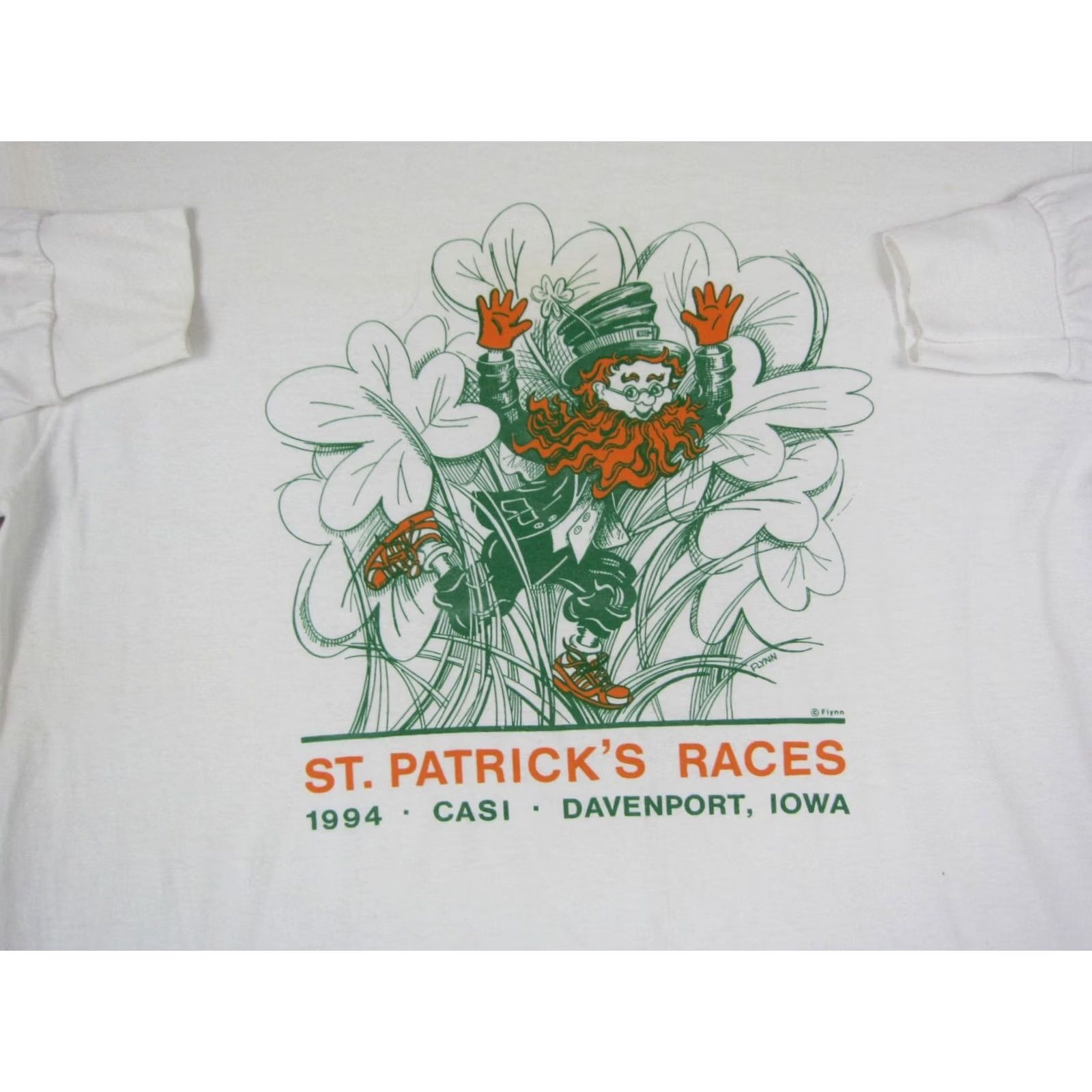 Fruit Of The Loom VINTAGE St Patricks Day Shirt Mens XL White Single Stitch USA 90s Size US XL / EU 56 / 4 - 2 Thumbnail