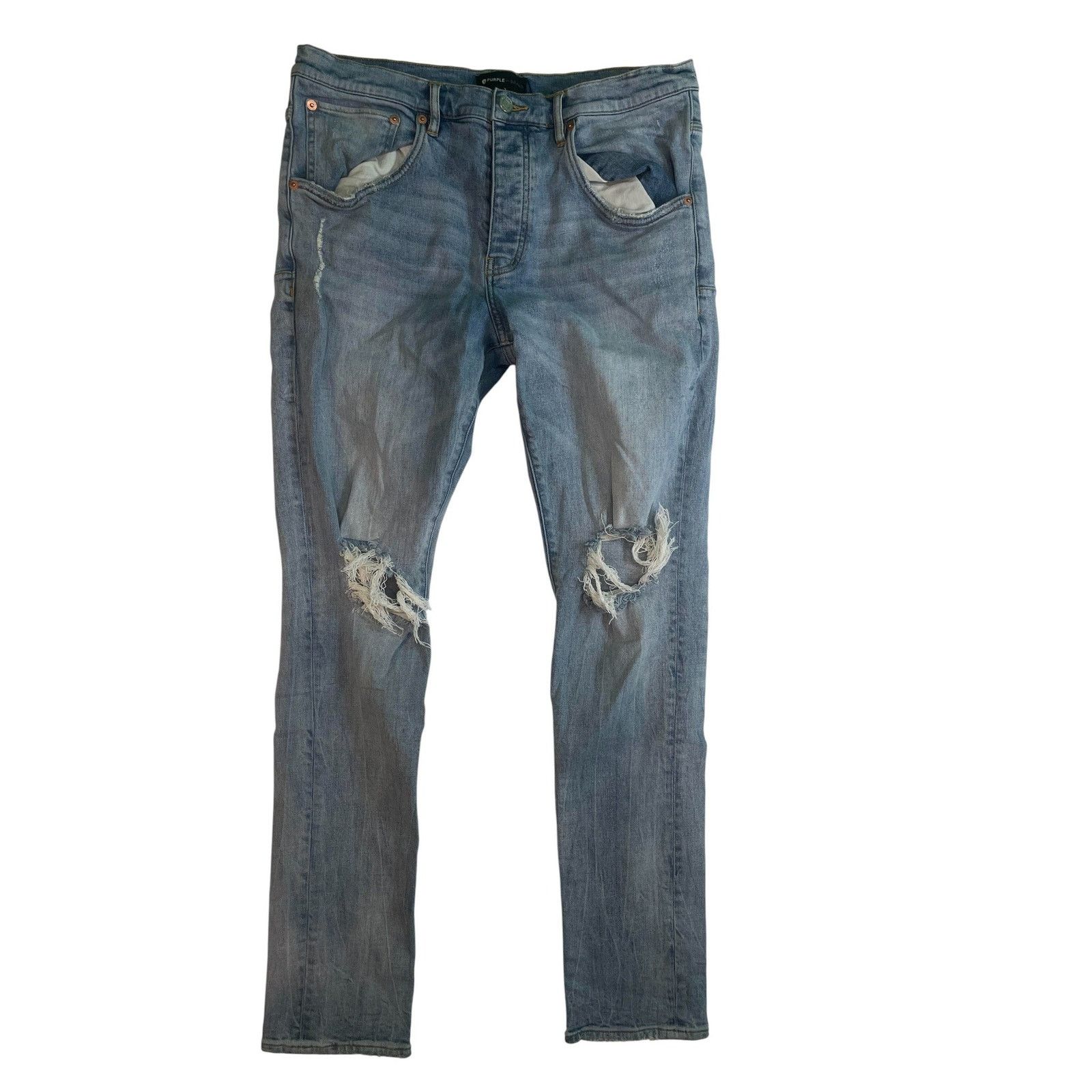 Purple Brand Purple Brand Light Wash Ripped Jeans Size US 36 / EU 52 - 1 Thumbnail