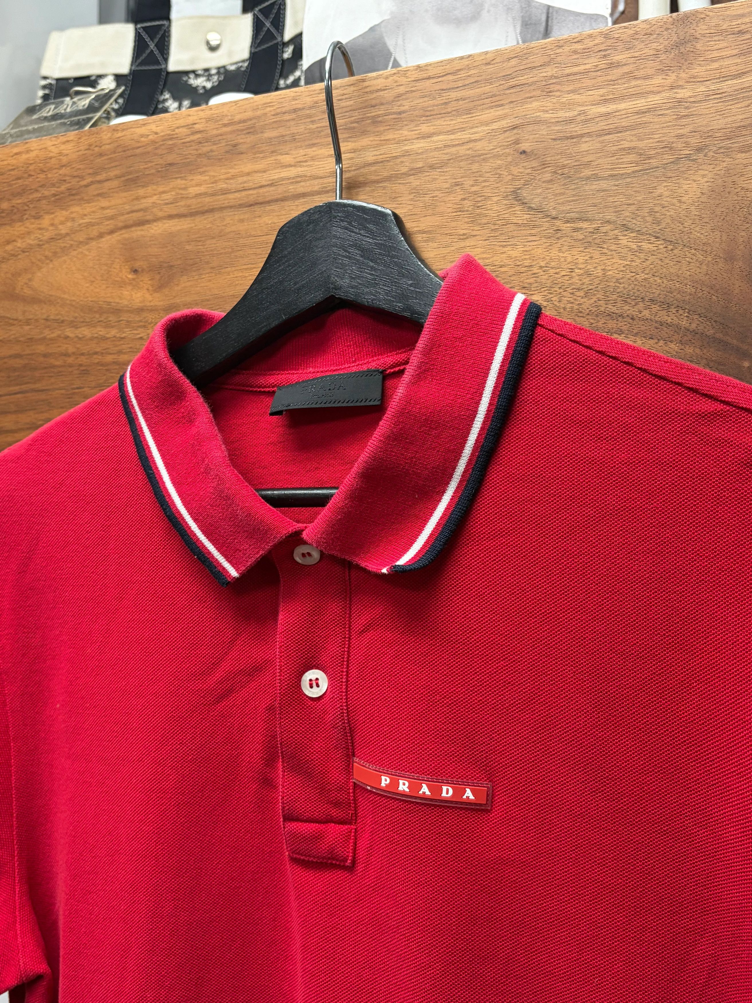 Prada Prada ‘Sport Logo’ Red Cotton Polo Short Sleeve Shirt Size US M / EU 48-50 / 2 - 2 Thumbnail
