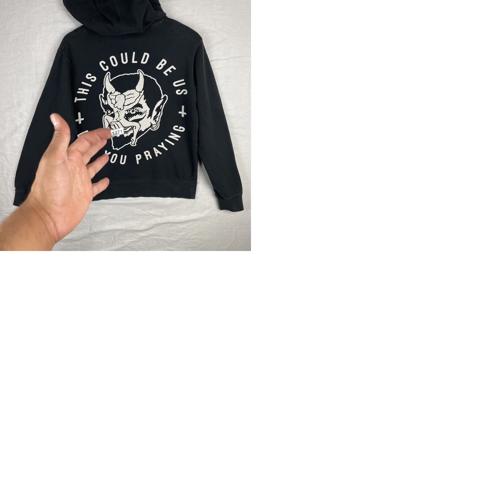 Vintage Black Craft Cult Hoodie Mens I Small Black Graphic Print Hooded Pockets, Regular Fit, Pullover, Fall Winter, Gothic, 90s Size US S / EU 44-46 / 1 - 9 Thumbnail
