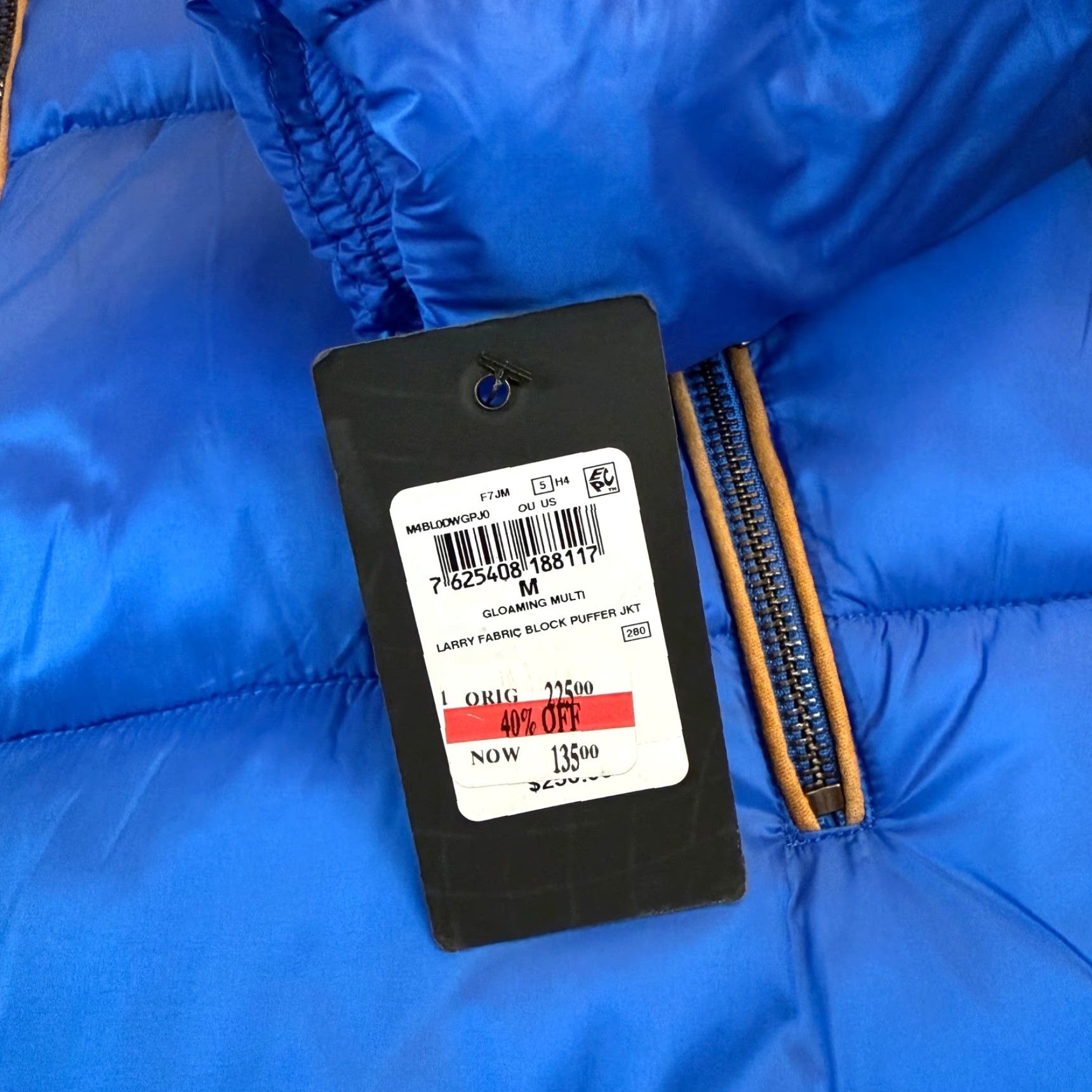 Guess GUESS Jacket Puffer Mens M Blue Tan Zip Size US M / EU 48-50 / 2 - 3 Thumbnail