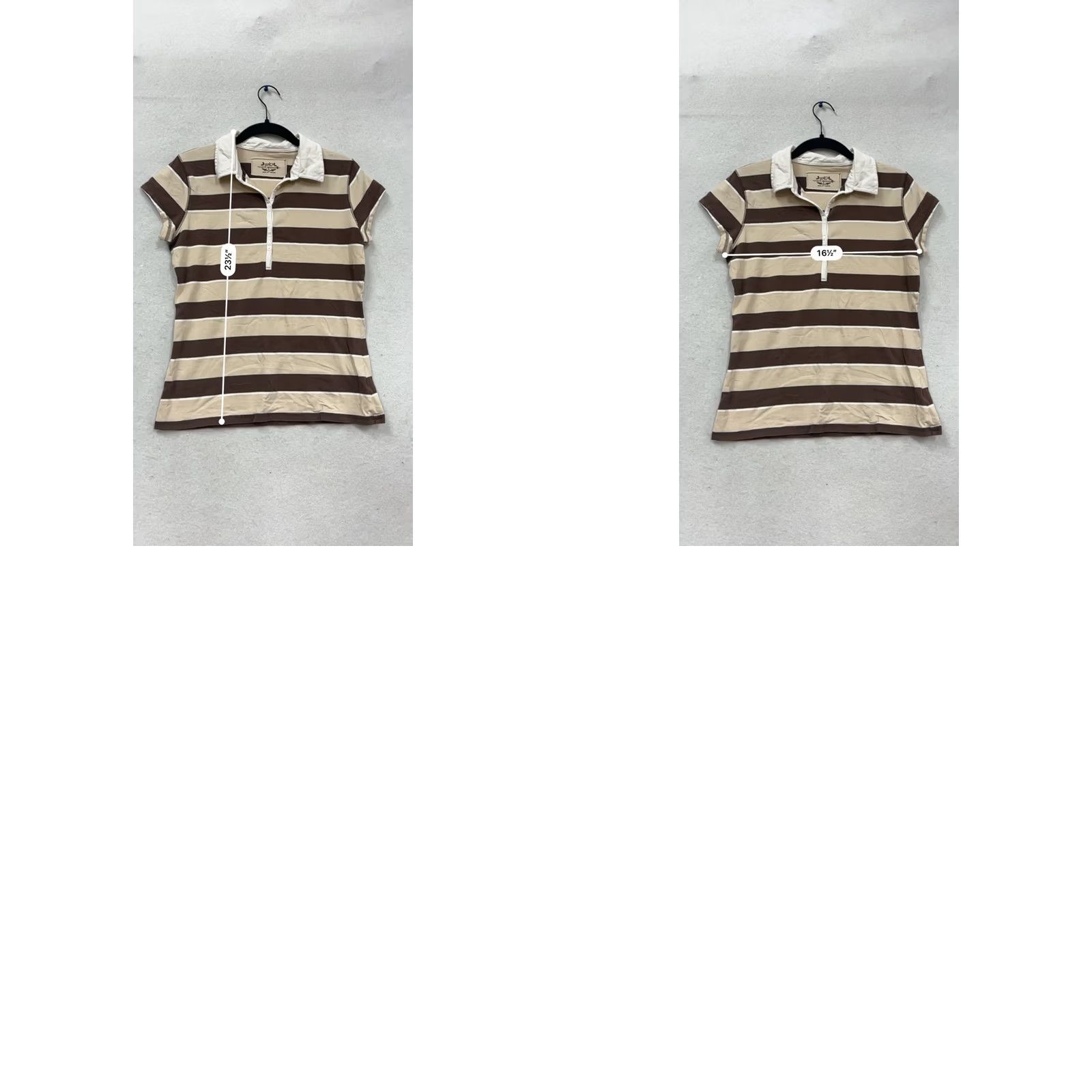 Vintage Wear It Declare It Striped Polo Shirt Womens Regular Brown & White Short Sleeve X Size Size XL / US 12-14 / IT 48-50 - 8 Thumbnail