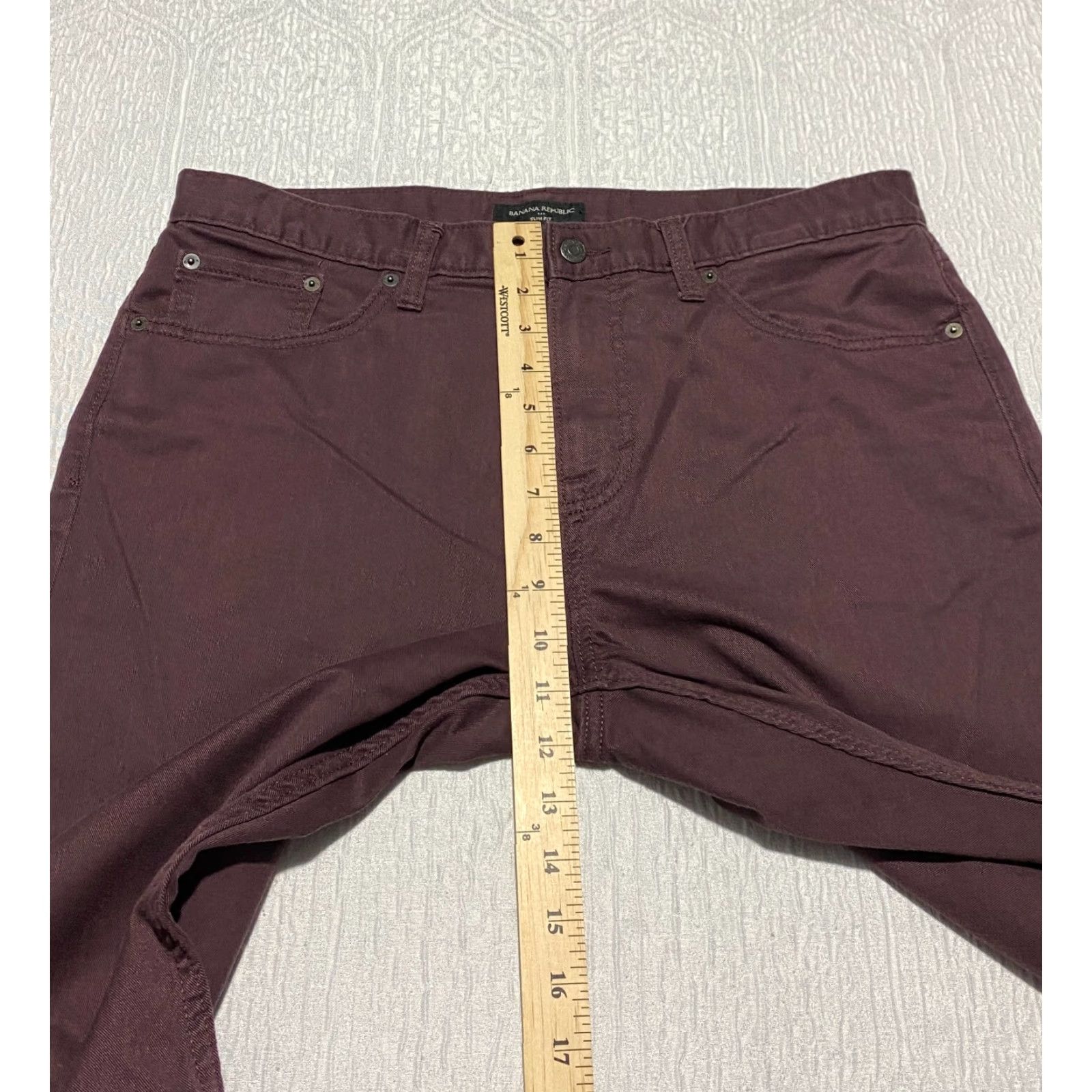Banana Republic Banana Republic Slim Fit Chino Pants Men's 35×30 Maroon Stretch Size US 35 - 7 Thumbnail