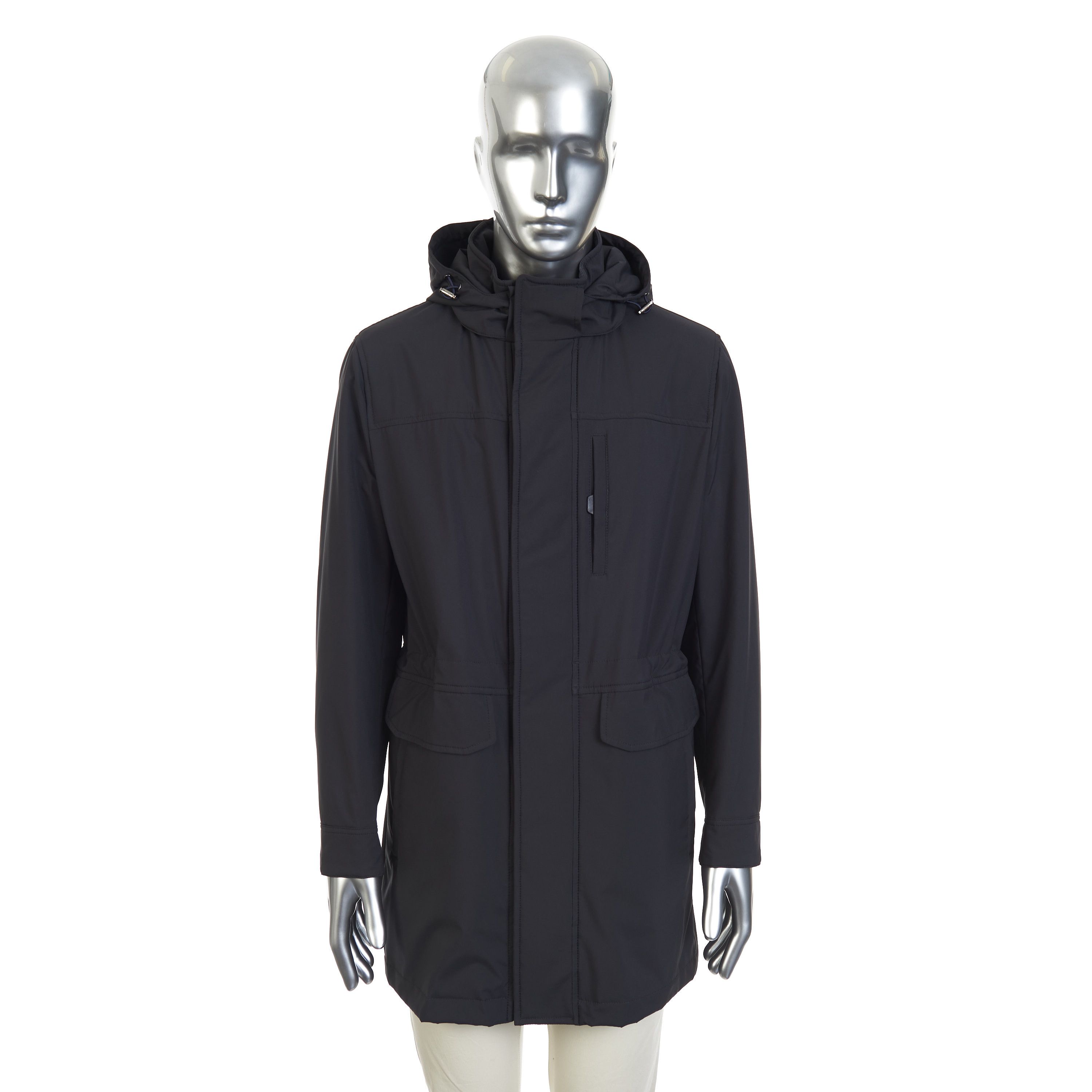 Brioni Parka Coat In Navy Blue Performa Nylon With Detachable Hood Size US M / EU 48-50 / 2 - 1 Thumbnail