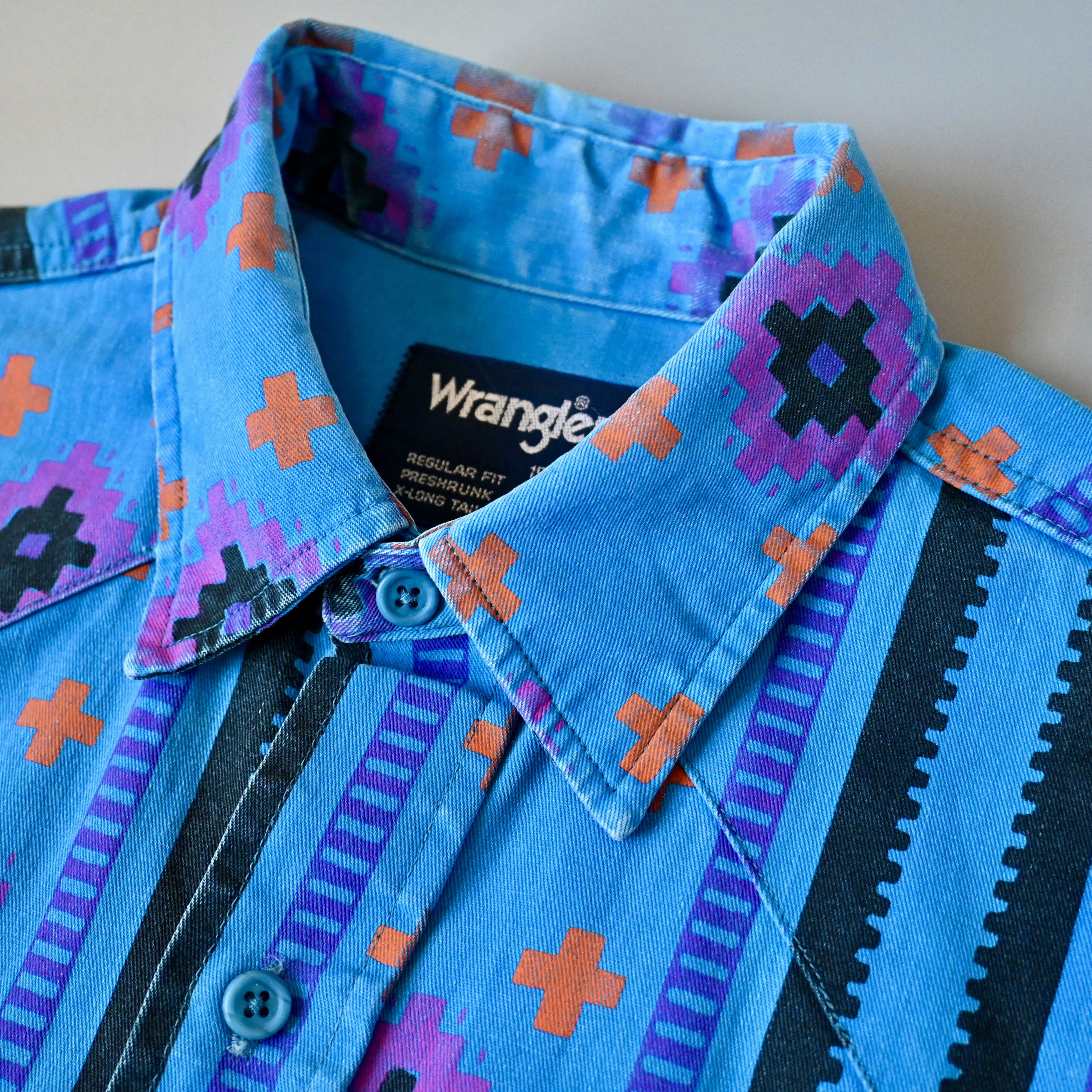 Vintage VTG Wrangler brushpopper Aztec Navajo stripe shirt 15.5 - 33 Size US M / EU 48-50 / 2 - 6 Thumbnail