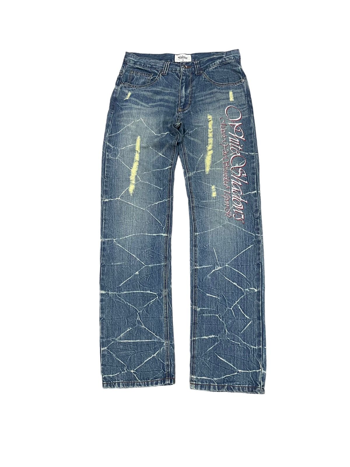 Japanese Brand × Vintage Rare ! Vintage Nylaus Clothing Distressed Flared Jeans Size US 31 - 3 Thumbnail