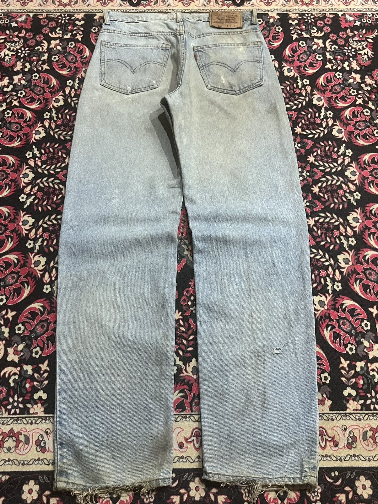 Levi's Vintage Levi’s 610 Orange Tab Light Washed Frayed Leg Jeans Size US 31 - 2 Thumbnail