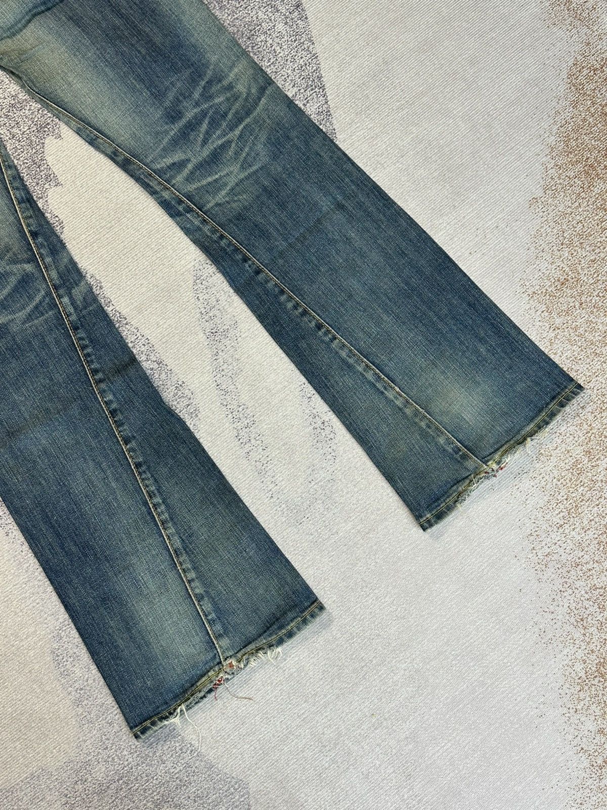 Edwin 2000s Flare Edwin Blue Trip Mud Wash Buckle Back Denim Jeans Size US 29 - 14 Thumbnail