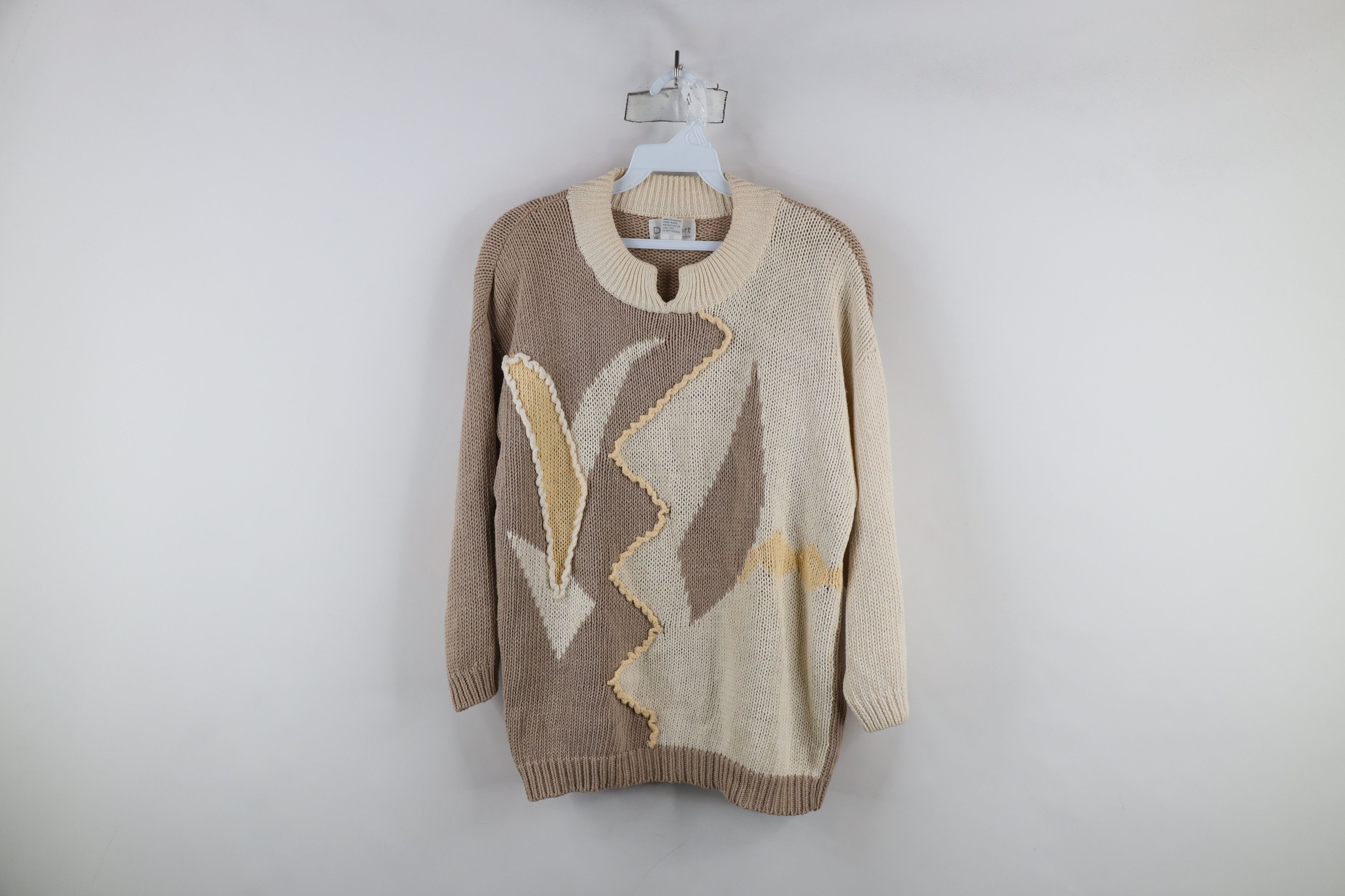 Vintage Vintage 80s Mid Mod Abstract 3/4 Sleeve Knit Sweater Size M / US 6-8 / IT 42-44 - 1 Thumbnail