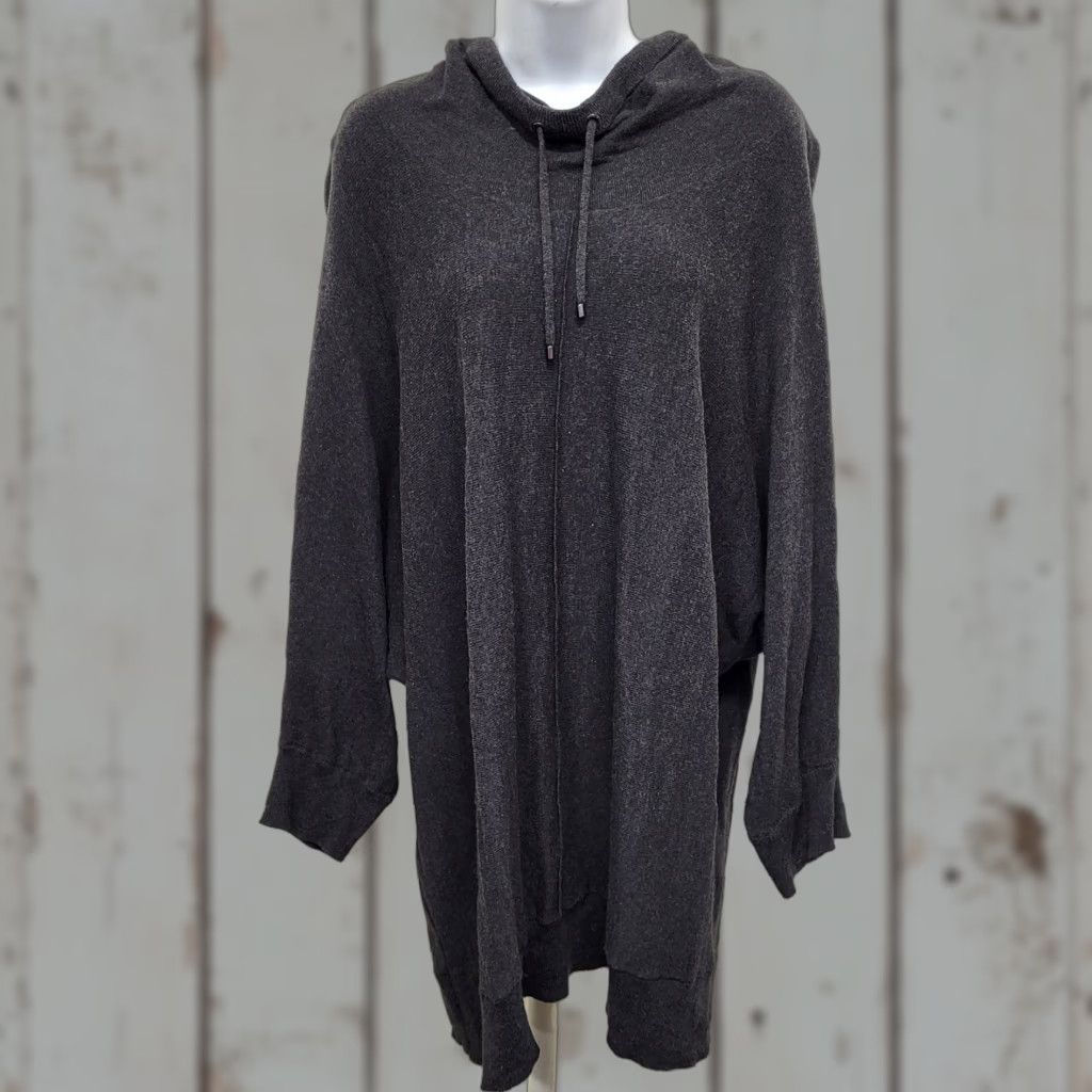 Jones New York Jones New York Sweater Cowl Neck Charcoal Gray 3/4 Sleeve Size 3X Plus Size Knit 100% Cotton Lightweight All Seasons Dolman Sleeve Pullover Size XXL / US 16-18 / IT 52-54 - 1 Thumbnail