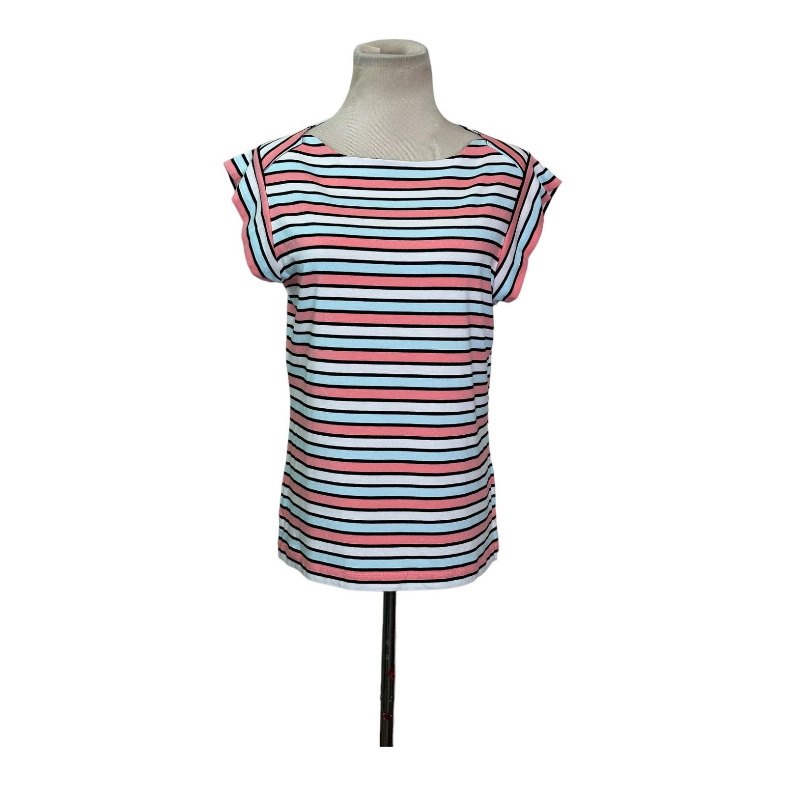 Anne Klein Anne Klein pink blue stripes short sleeves top size Small Size S / US 4 / IT 40 - 9 Thumbnail