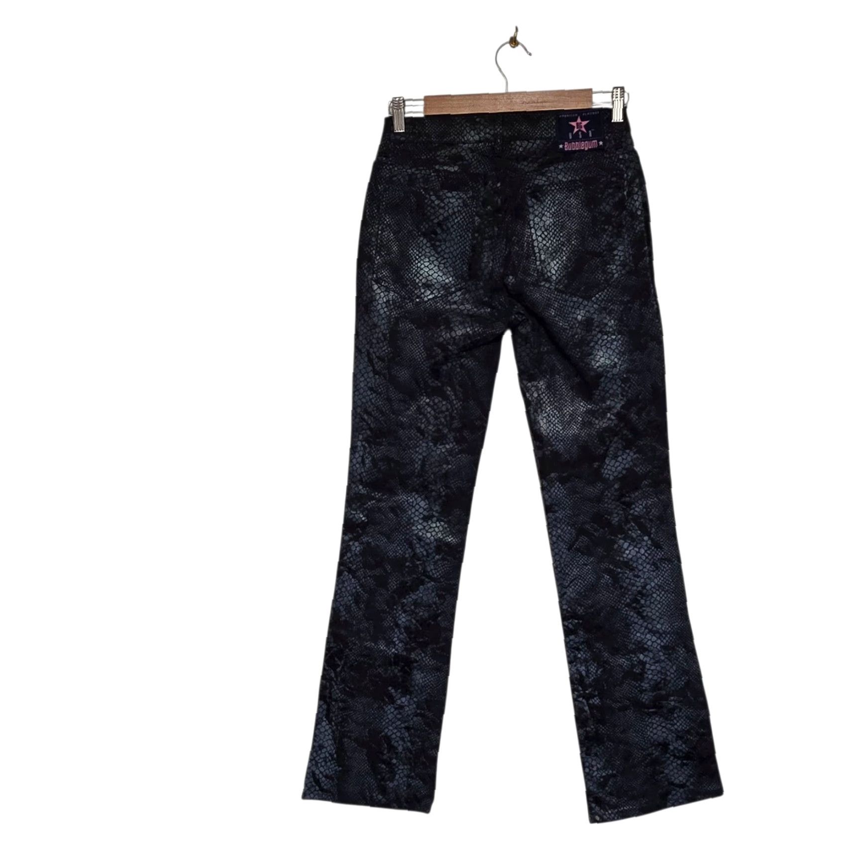 Vintage VTG Bubblegum USA Womens 5/6 Snakeskin Jeans Stretchy Blue Y2K Low Rise Hipster Flared Jeans Size 27" / US 4 / IT 40 - 6 Thumbnail