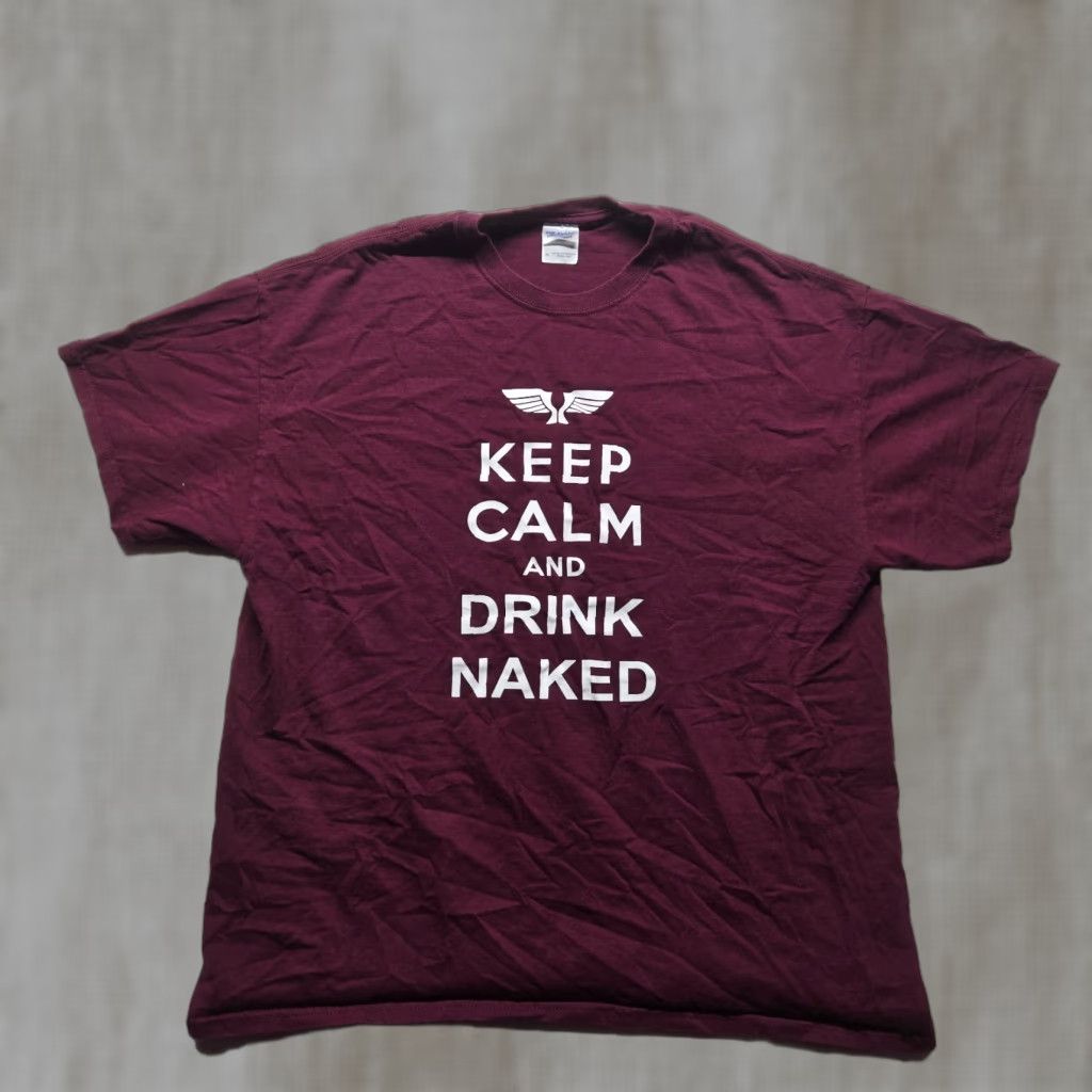 Gildan Gildan Shirt Mens Keep Calm And Drink Naked Red XL Short Sleeve Tee, Graphic Print, Crew Neck, Cotton Size US XL / EU 56 / 4 - 1 Thumbnail