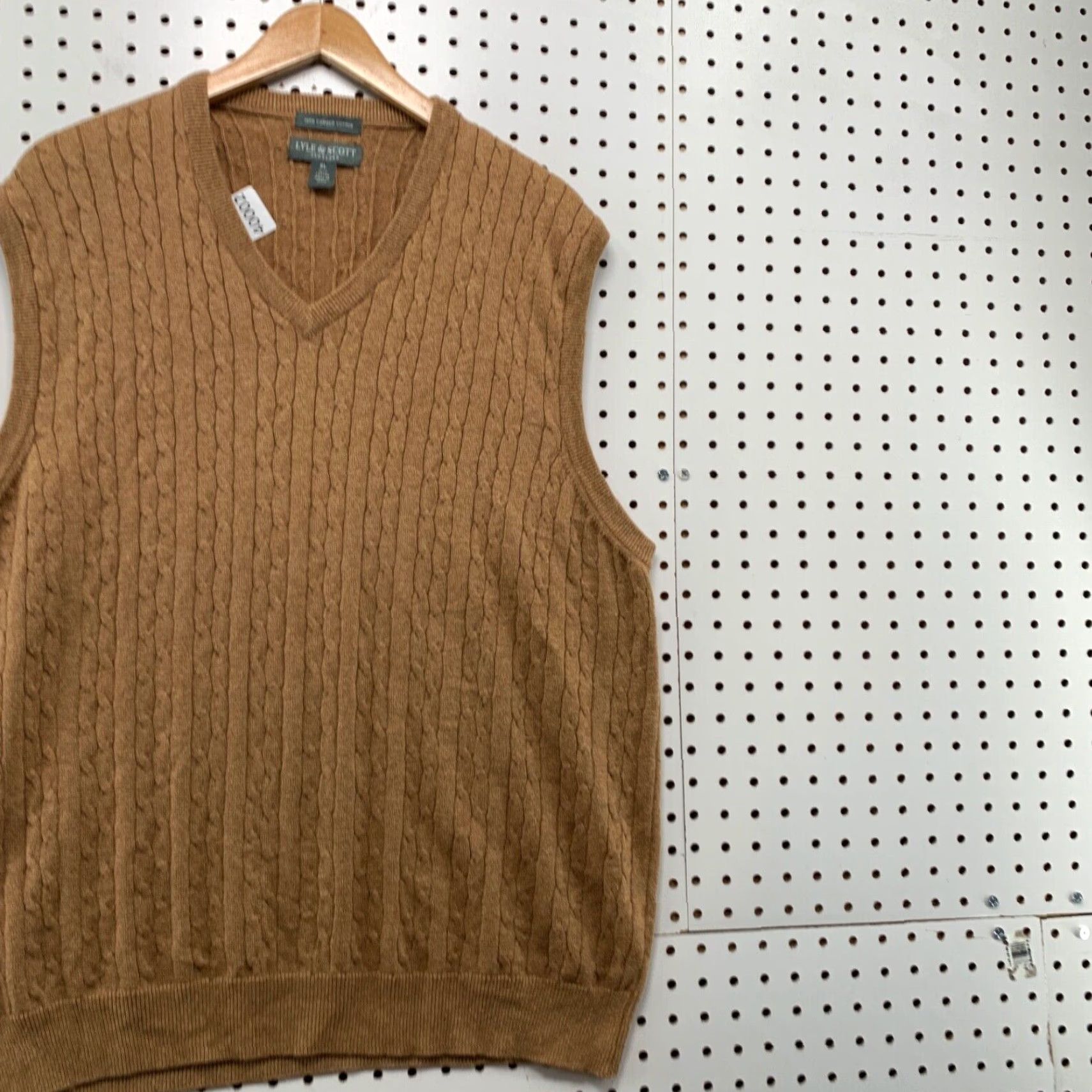 Lyle & Scott VINTAGE Lyle & Scott Scotland Knit Sweater Vest Mens XL Brown Cable Knit 22x29 Size US XL / EU 56 / 4 - 4 Thumbnail