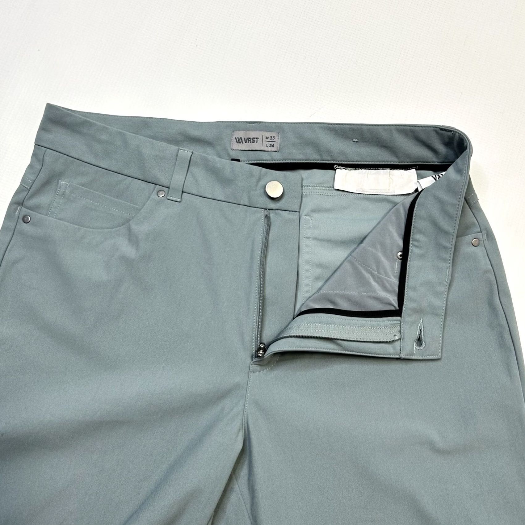 Vintage VRST Men's Limitless 4-Way Stretch Athletic Fit Pant 32x28 Blue Green 5-Pocket Chino Slim Fit Athletic Mens Pants Size US 32 / EU 48 - 3 Thumbnail