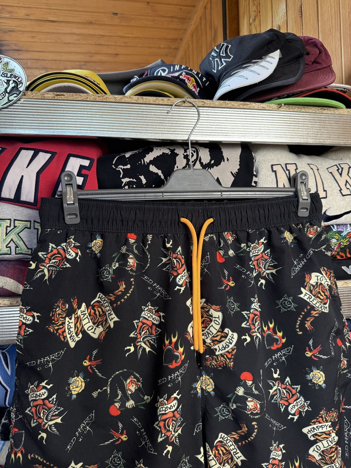 Christian Audigier Vintage Ed Hardy Japanese Tattoo Nylon Swimming Shorts Y2K Size US 34 / EU 50 - 3 Thumbnail